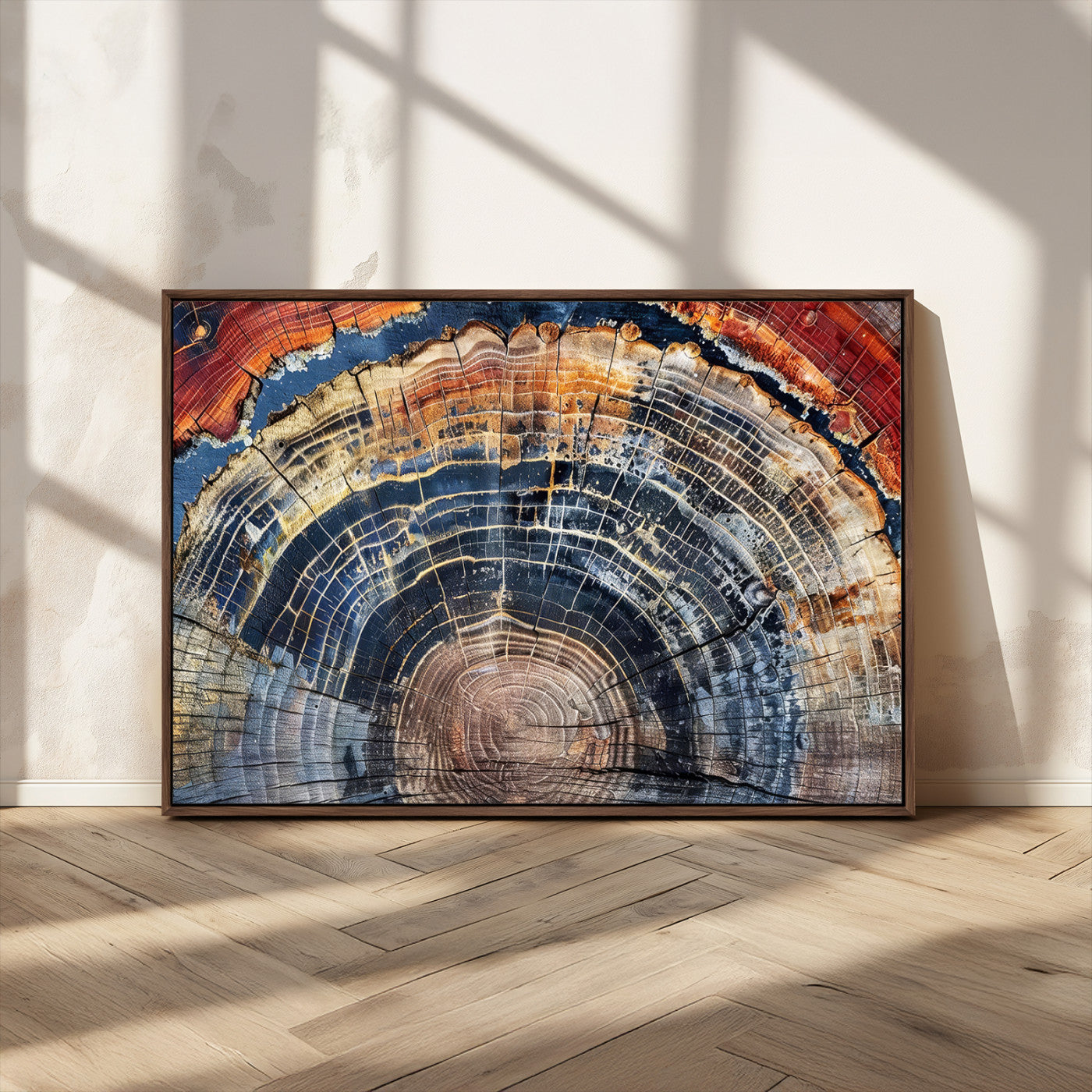 Tree Rings Wall Art Canvas Print – Framed Wood Art Picture