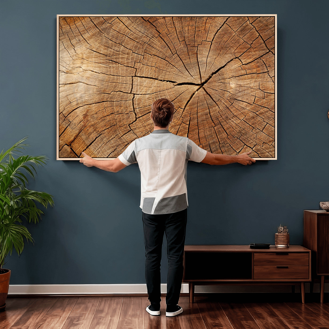 Tree Ring Canvas Art, Rustic Wood Grain Wall Art, Tree Slice