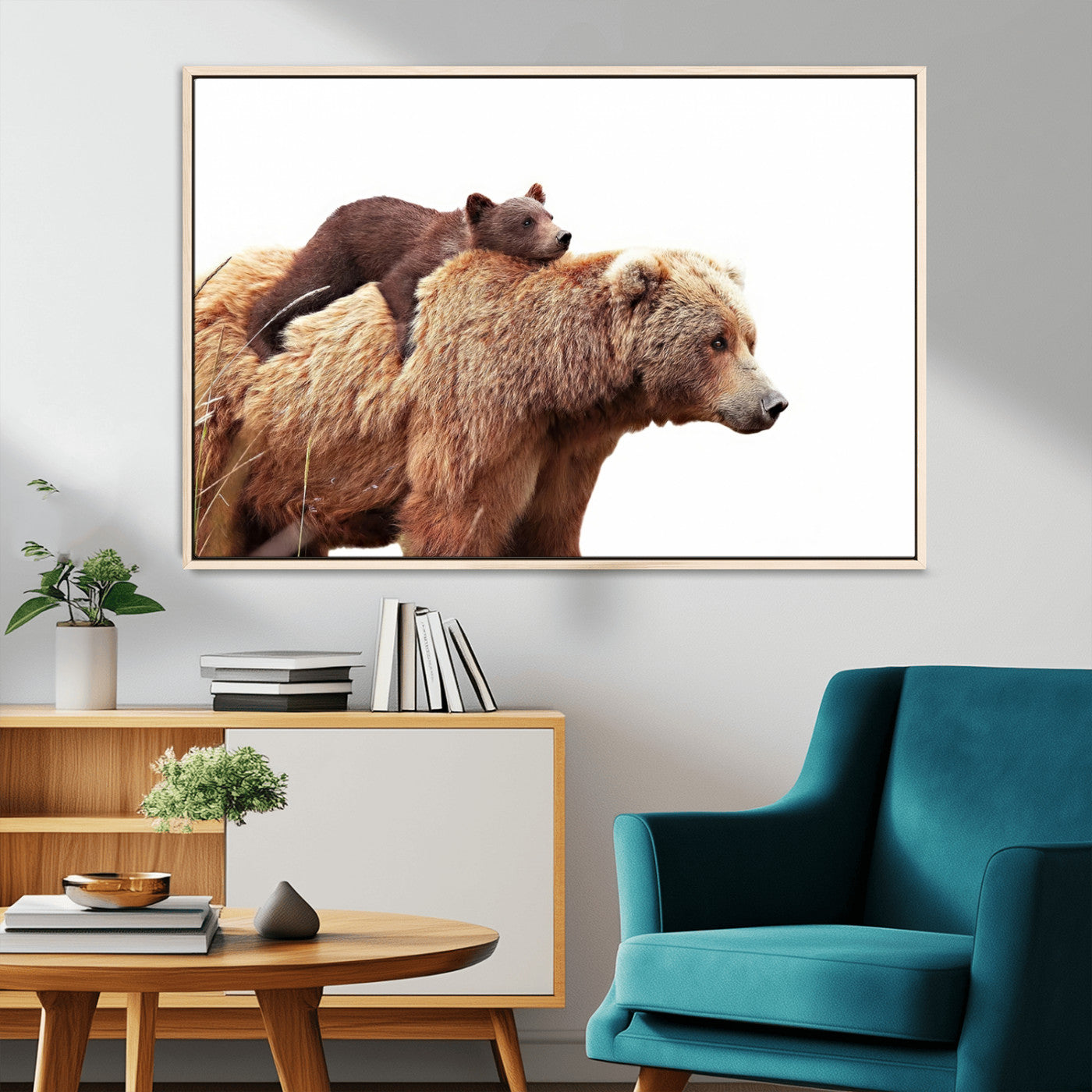 Mother and Baby Bear Canvas Wall Art - Adorable Wildlife