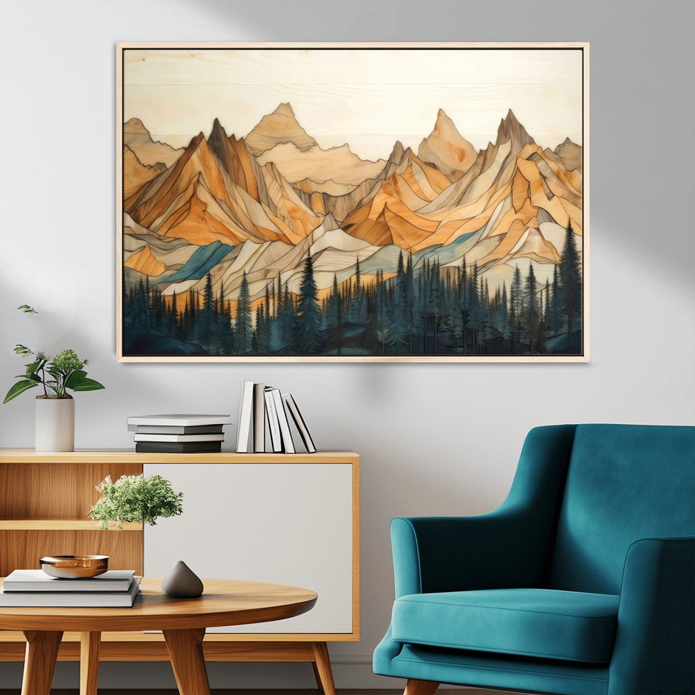 Rustic Wood Mountain Wall Art Print | Triptych Giclee Print
