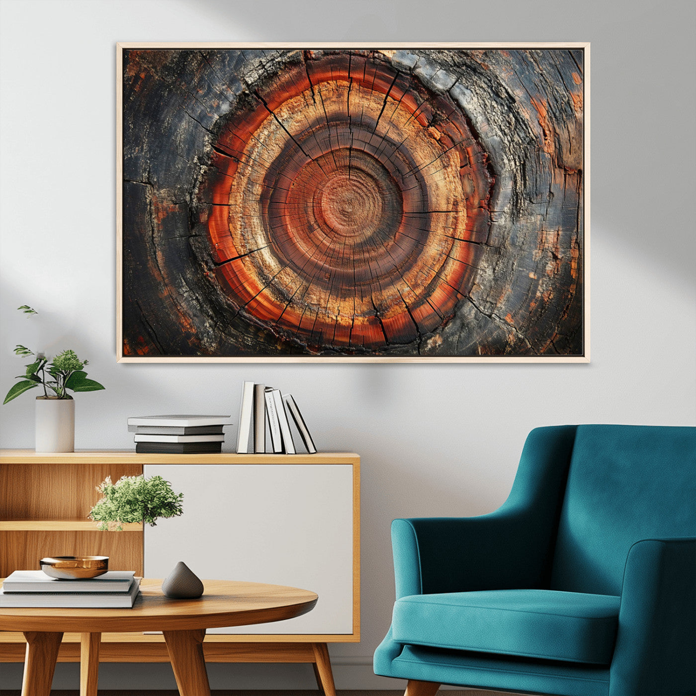 Wood Grain Canvas Wall Art - Framed Abstract Tree Ring