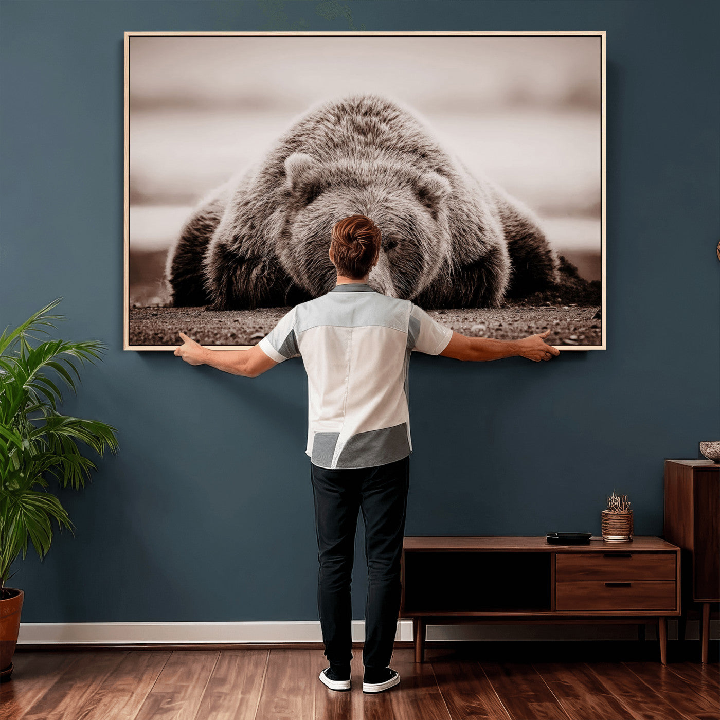 Grizzly Bear Wall Art Print - Bear Canvas Wall Art - Rustic