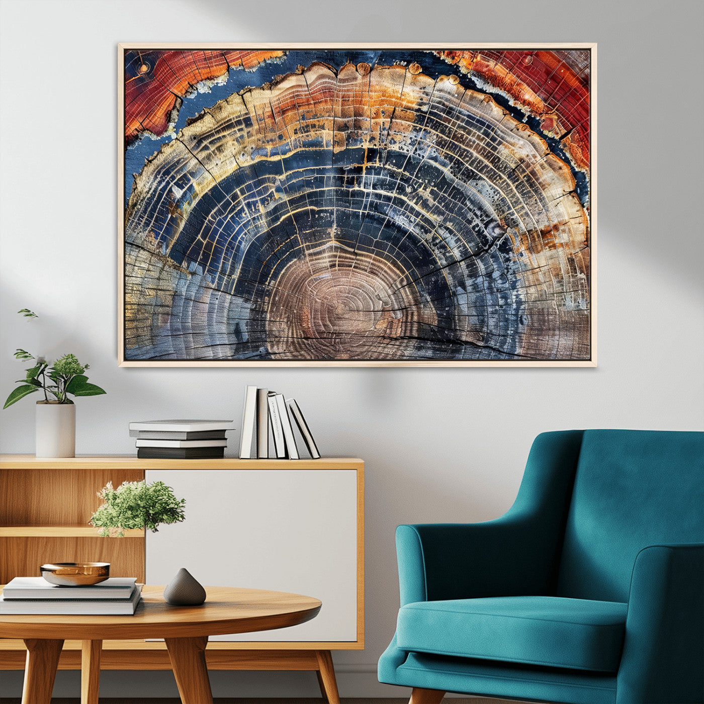 Tree Rings Wall Art Canvas Print – Framed Petrified Wood