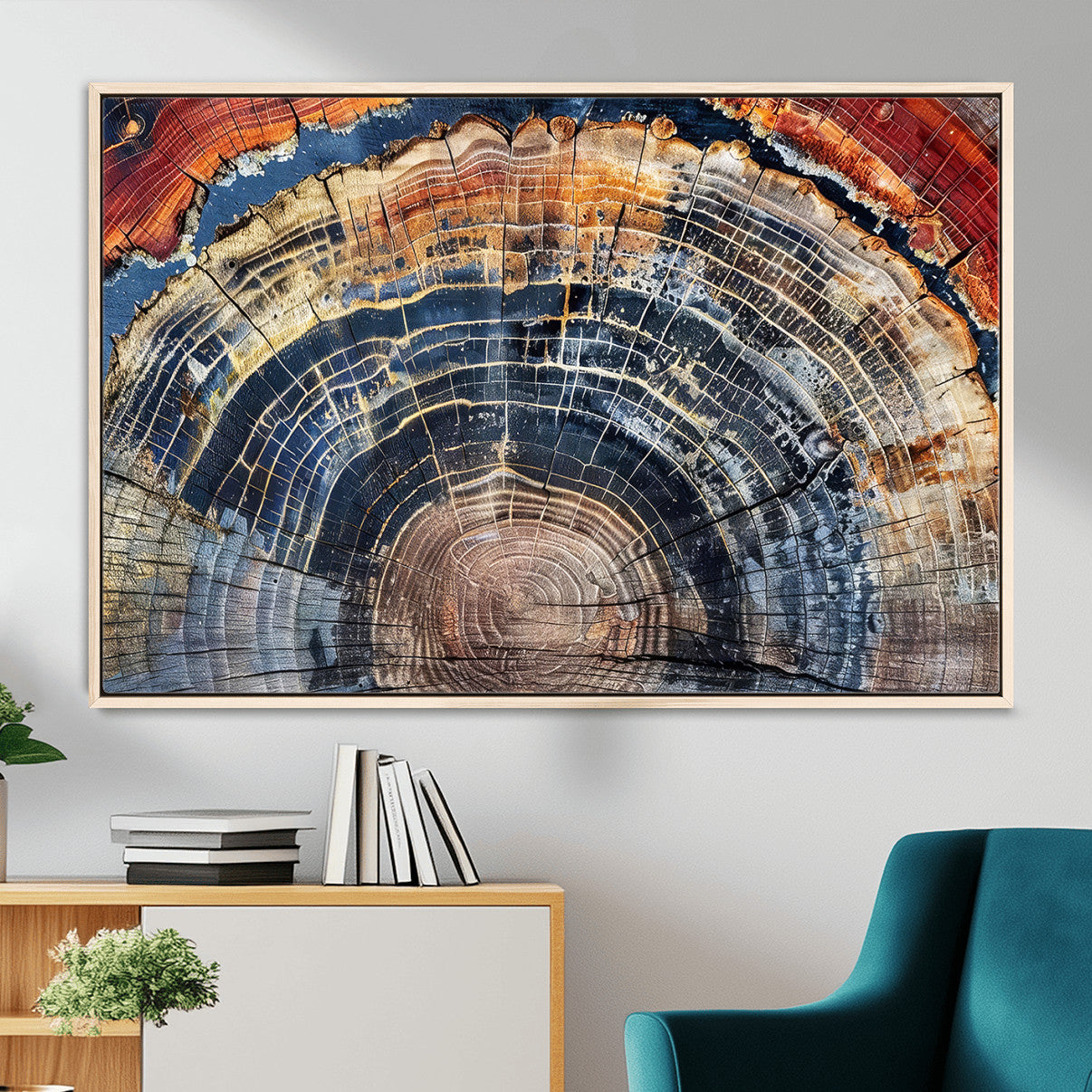 Tree Rings Wall Art Canvas Print – Framed Wood Art Picture