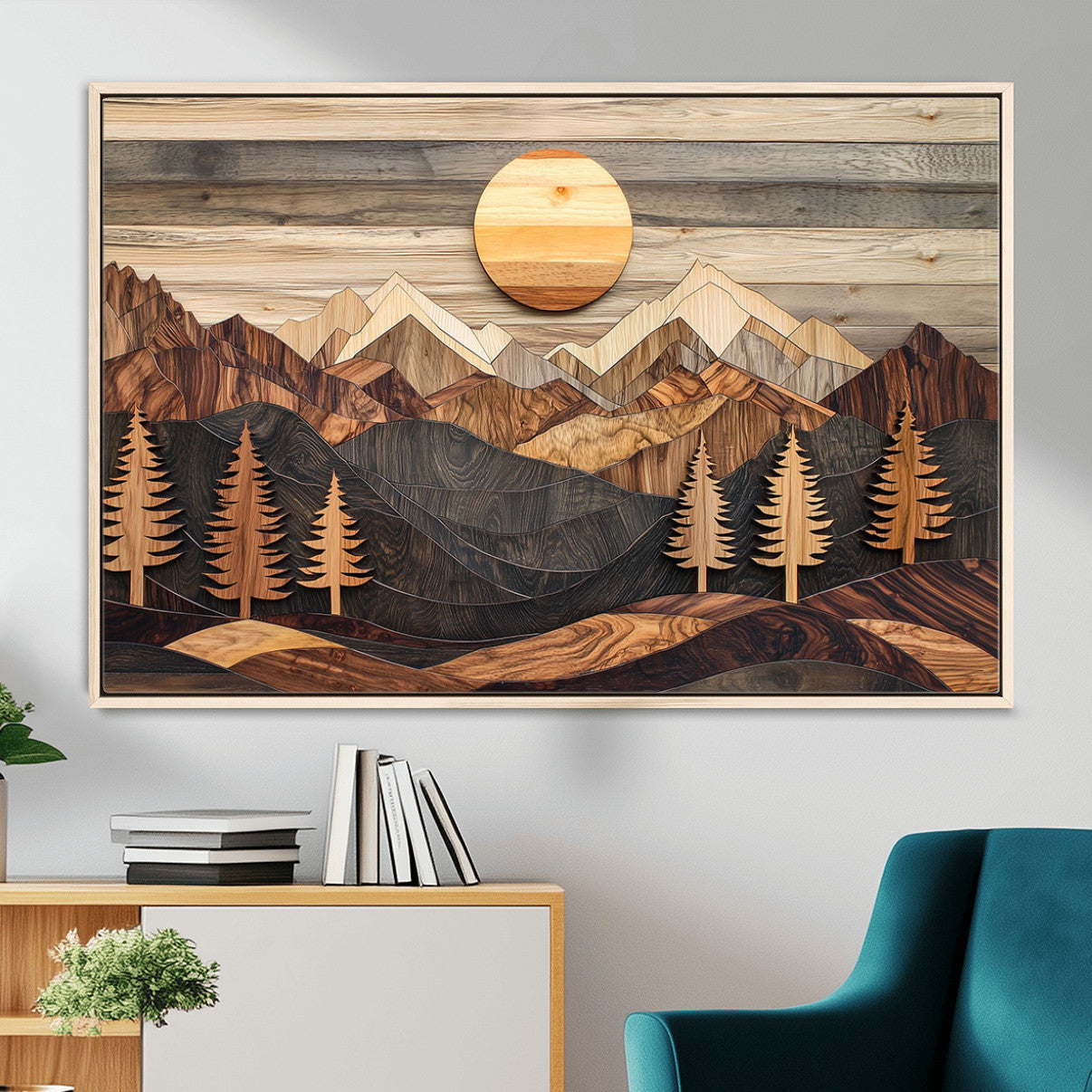 Wood Mountain Wall Art Canvas Print – Layered Forest and