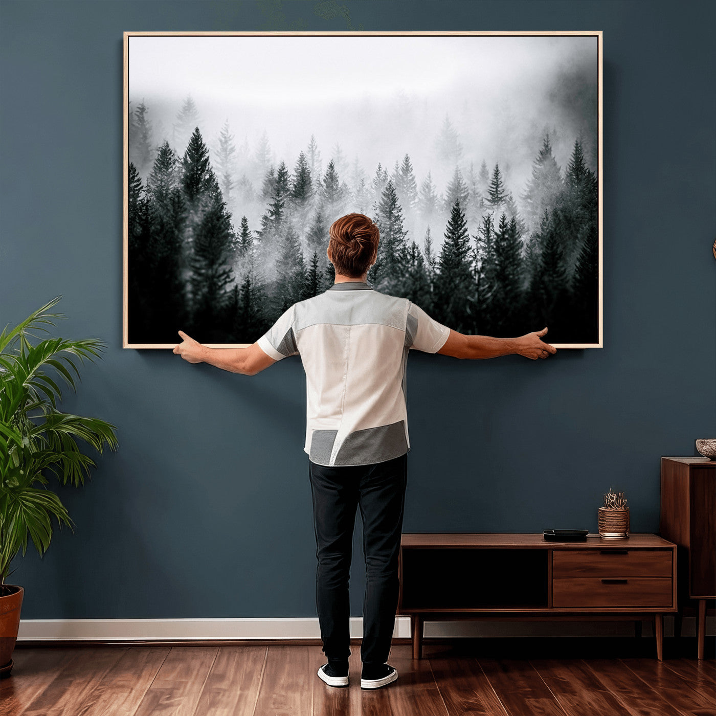 Foggy Forest Wall Art Canvas Print – Mountain Woodland