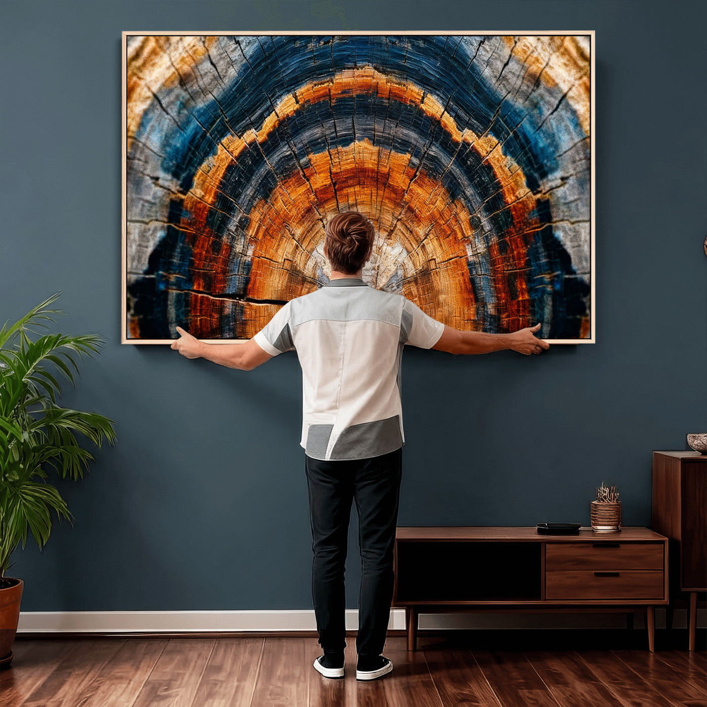 Abstract Wood Grain Canvas Print, Tree Ring Pattern Wall