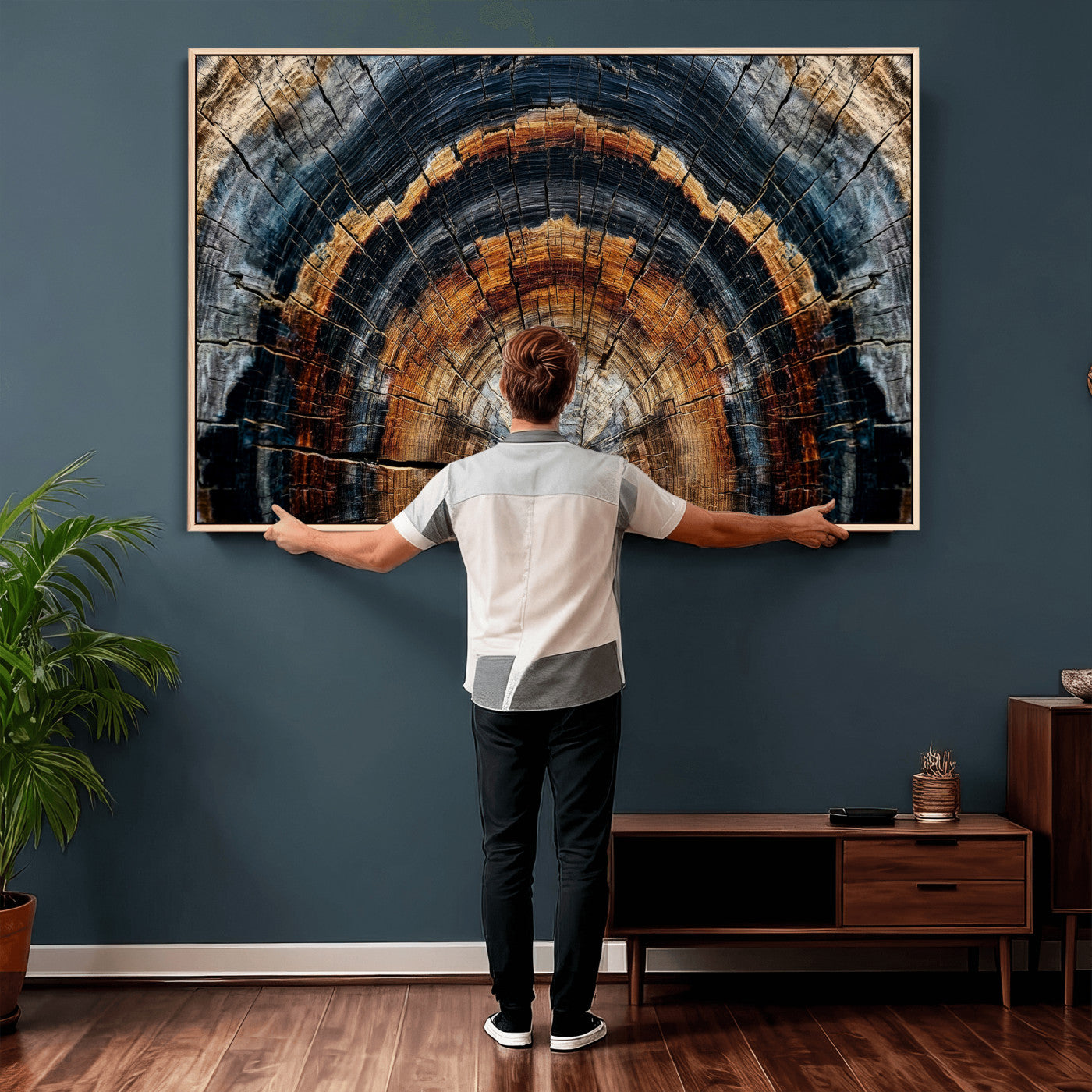 Abstract Wood Grain Canvas Print, Tree Ring Pattern Wall