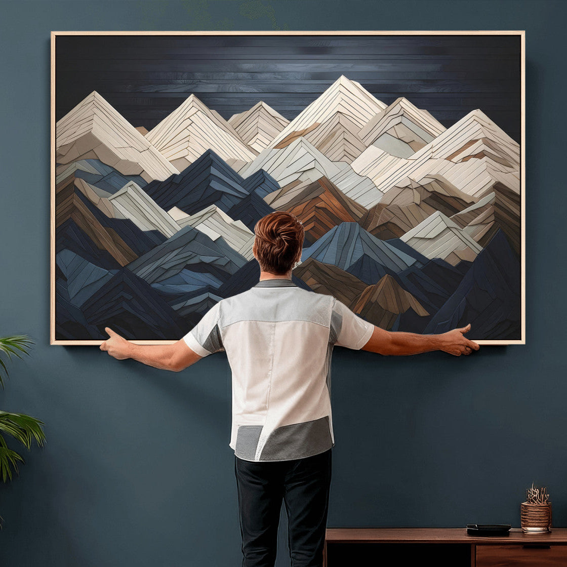 Wood Mountain Wall Art | Mountain Canvas Print Wood Decor |