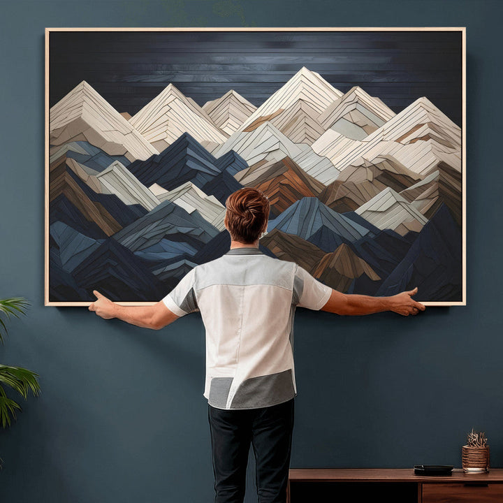 Wood Mountain Wall Art | Mountain Canvas Print Wood Decor |