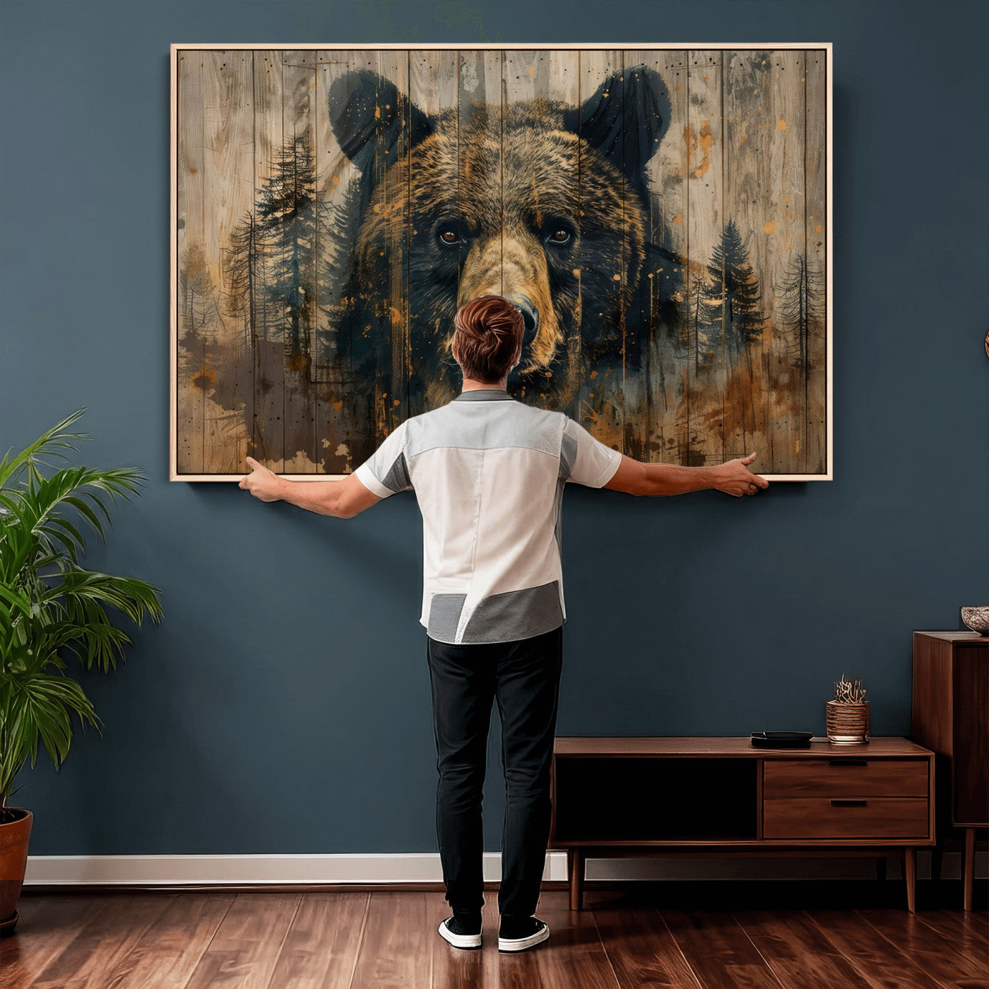 Abstract 399 Bear Wall Art | Rustic Cabin Wall Decor with