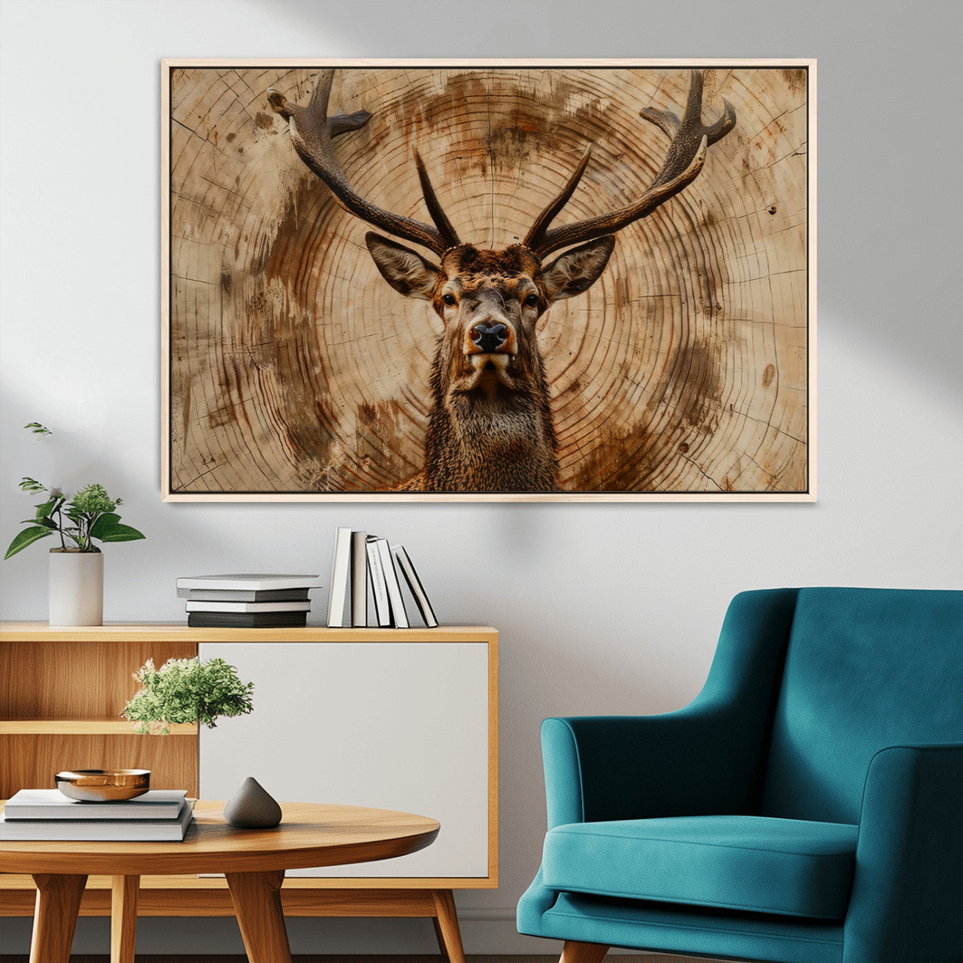 Wood Abstract Deer Wall Art | Rustic Wildlife Canvas Print |