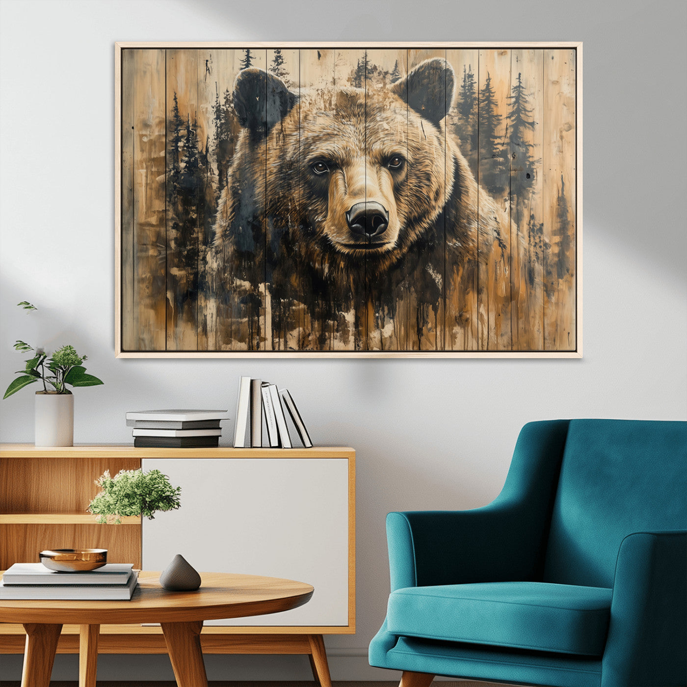 Majestic Grizzly 399 Bear Wall Art | 3-Panel Rustic Canvas