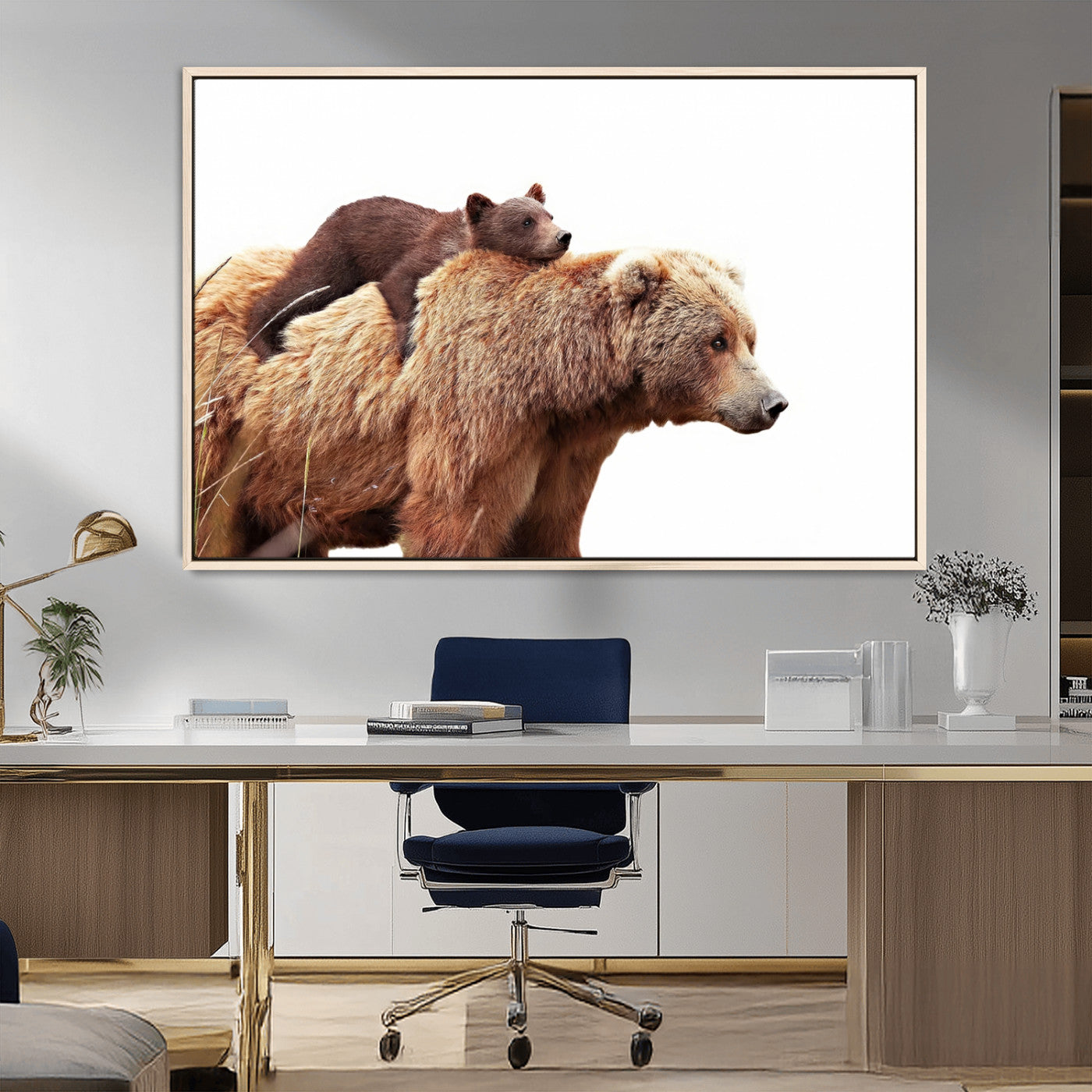 Mother and Baby Bear Canvas Wall Art - Adorable Wildlife