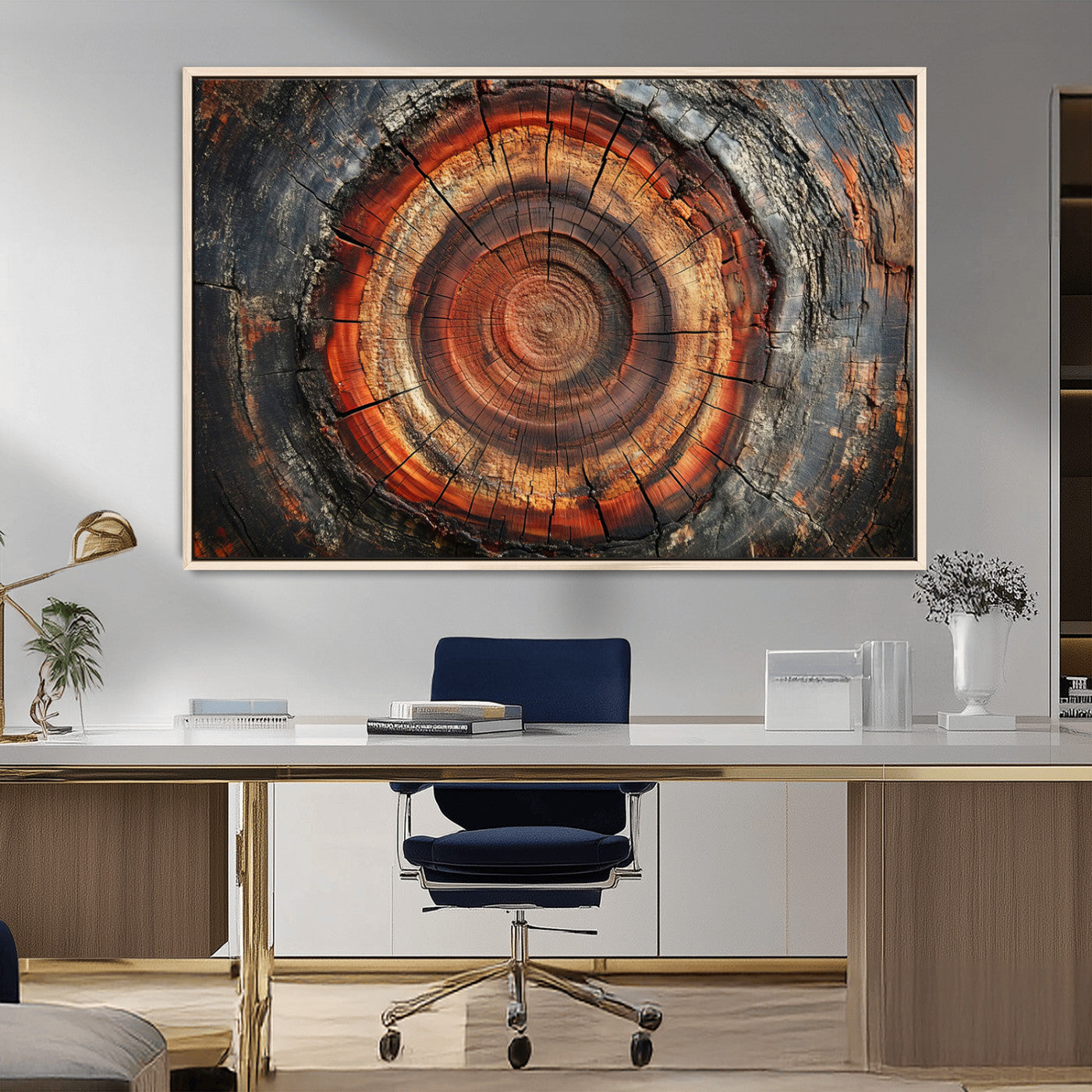 Wood Grain Canvas Wall Art - Framed Abstract Tree Ring