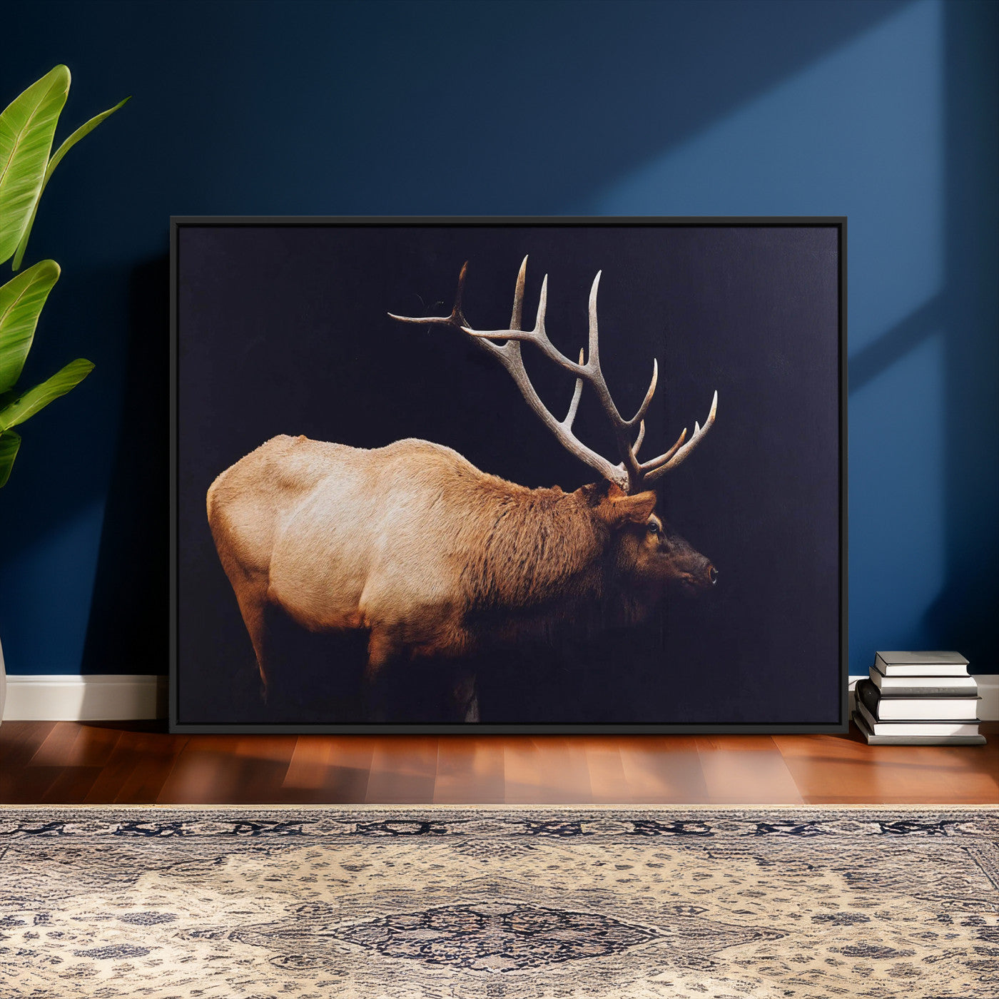 Rustic Elk Wall Art Canvas Print – Framed Moody Wildlife Art