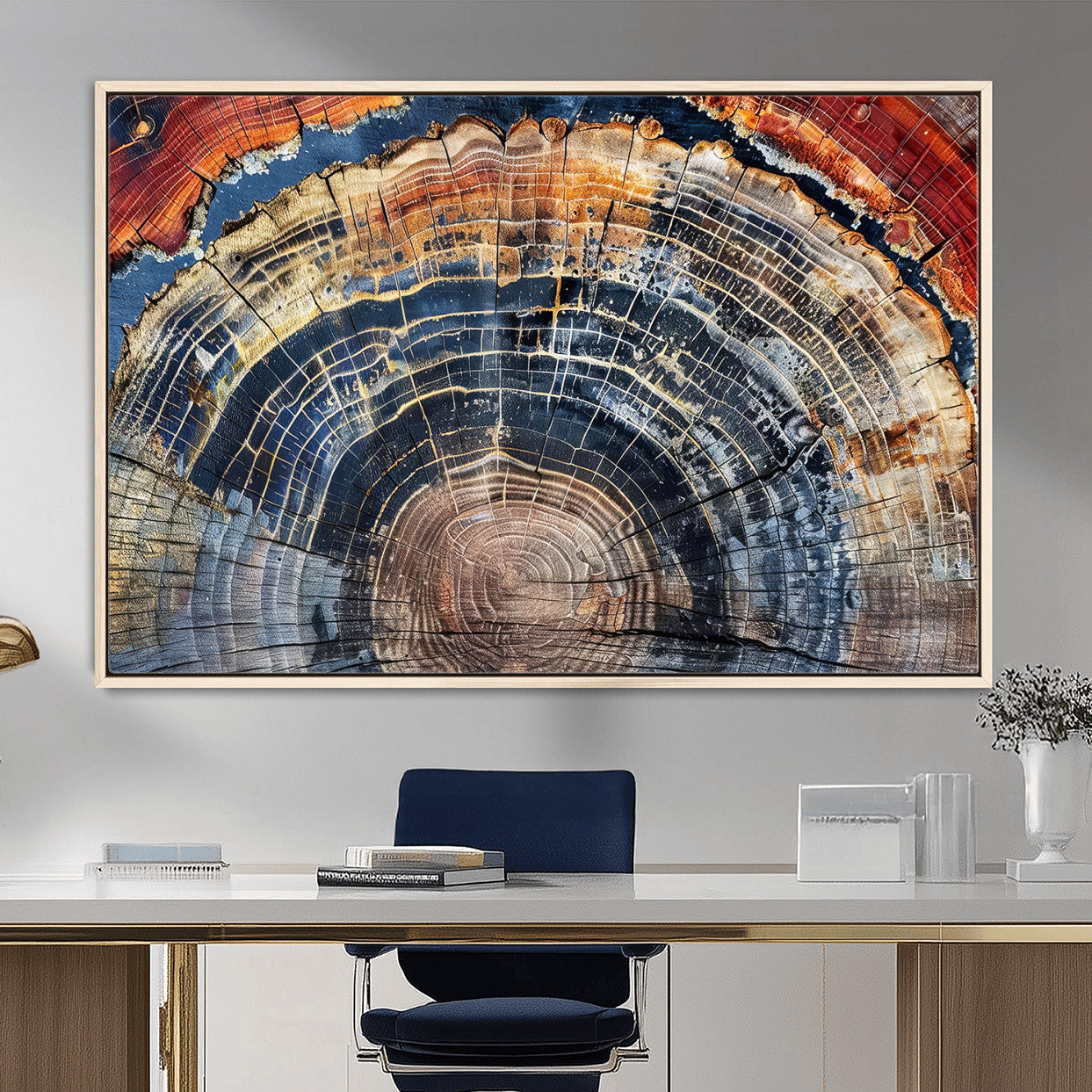 Tree Rings Wall Art Canvas Print – Framed Wood Art Picture