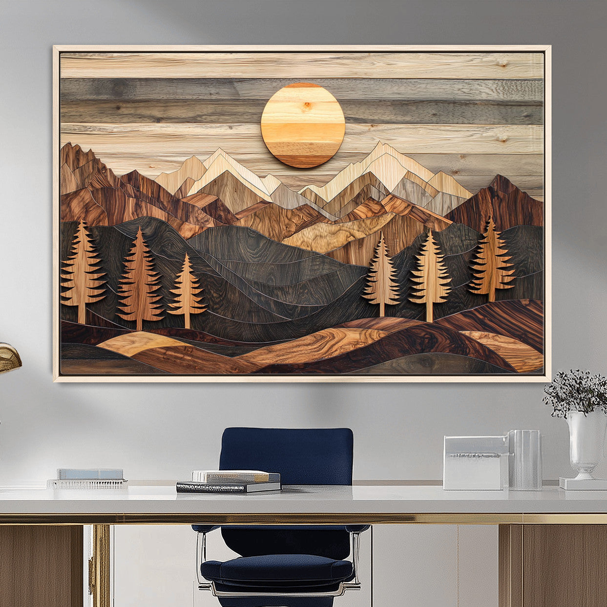 Wood Mountain Wall Art Canvas Print – Layered Forest and