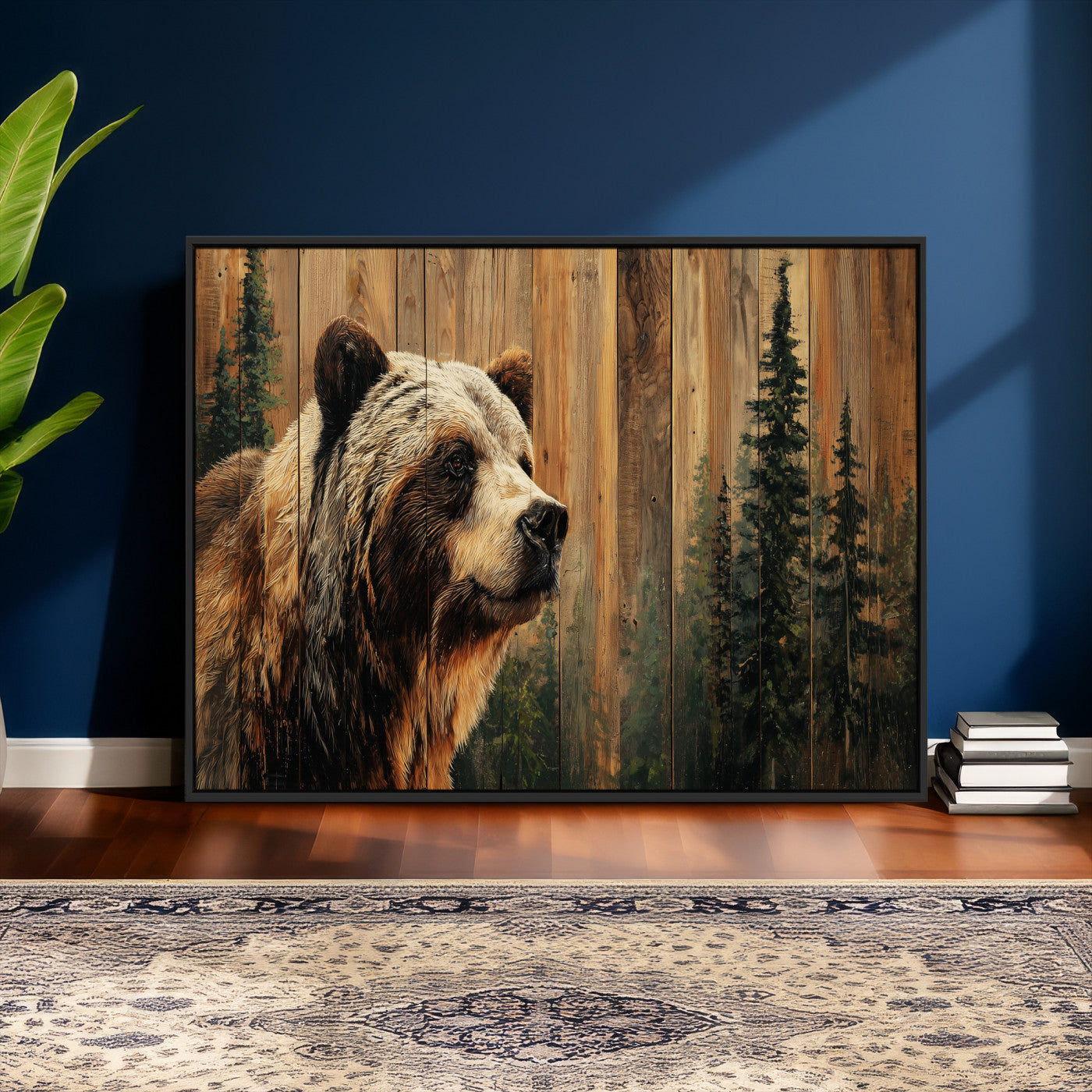 Grizzly Bear Wall Art Canvas Print, Rustic Wildlife Bear