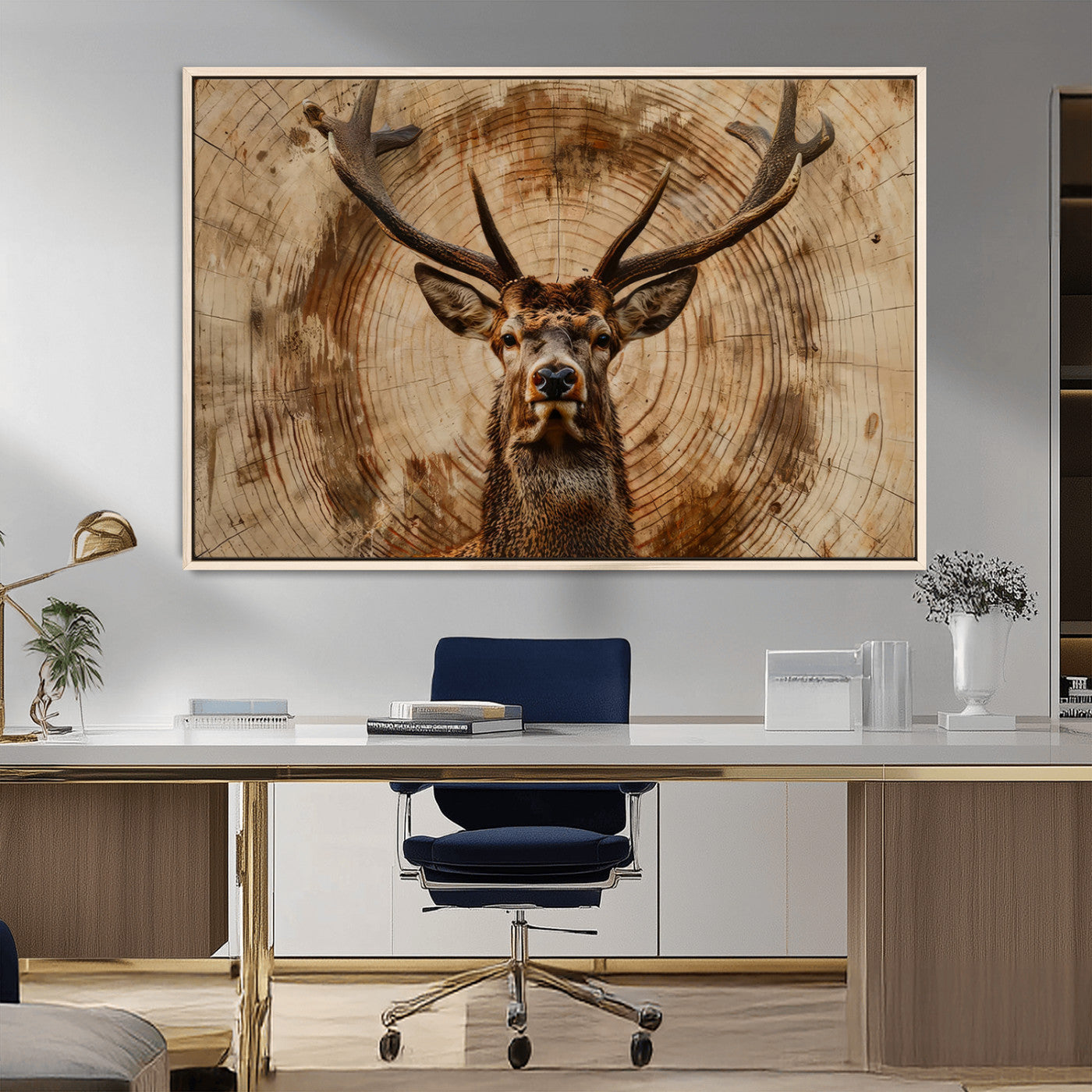 Wood Abstract Deer Wall Art | Rustic Wildlife Canvas Print |