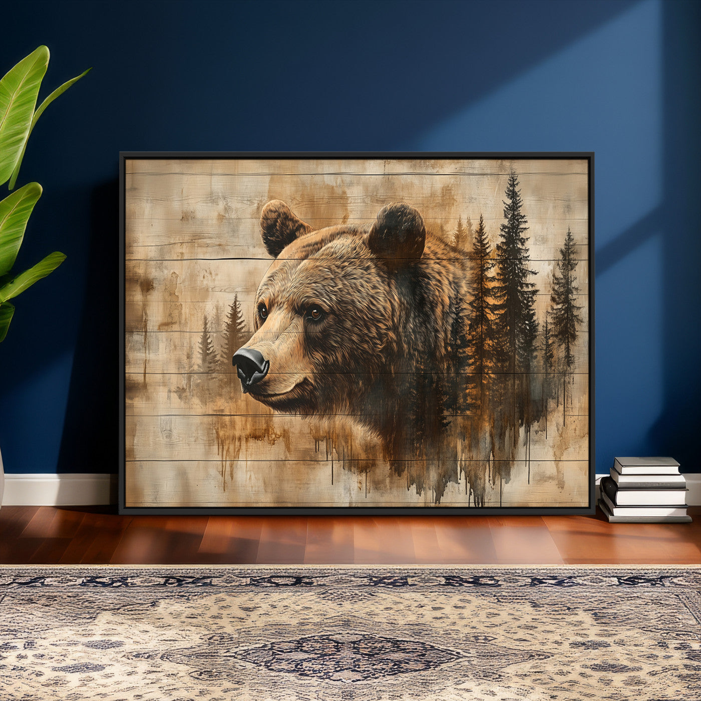 Rustic Grizzly Bear Wall Art, Abstract Grizzly 399 Bear Wall