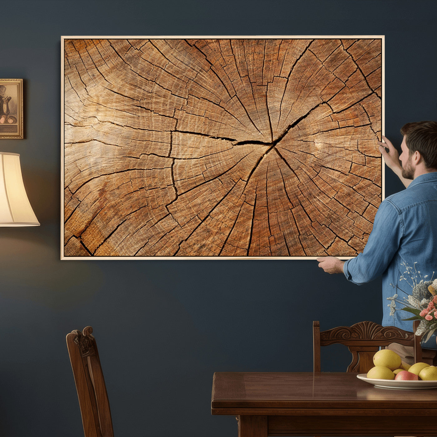 Tree Ring Canvas Art, Rustic Wood Grain Wall Art, Tree Slice