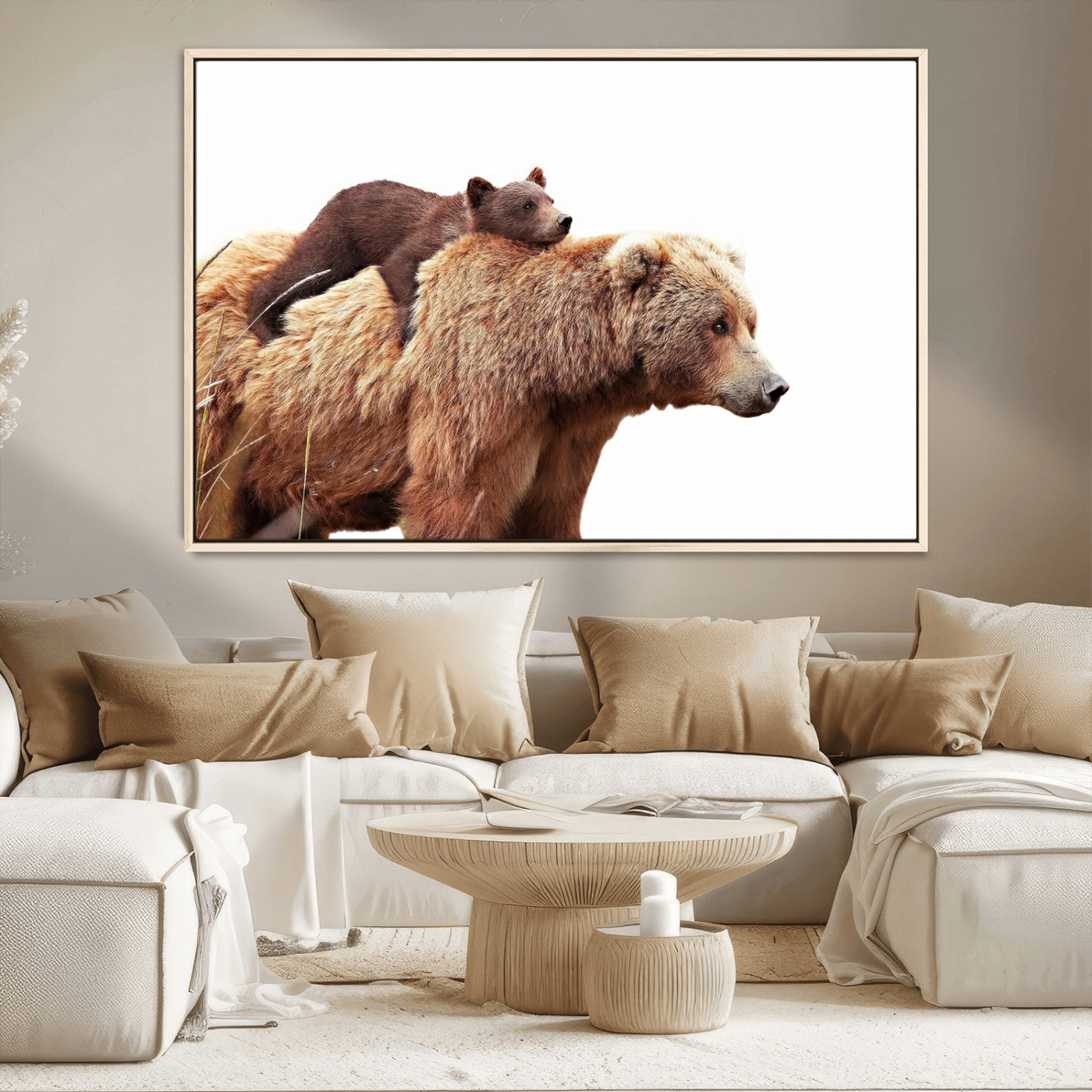 Mother and Baby Bear Canvas Wall Art - Adorable Wildlife