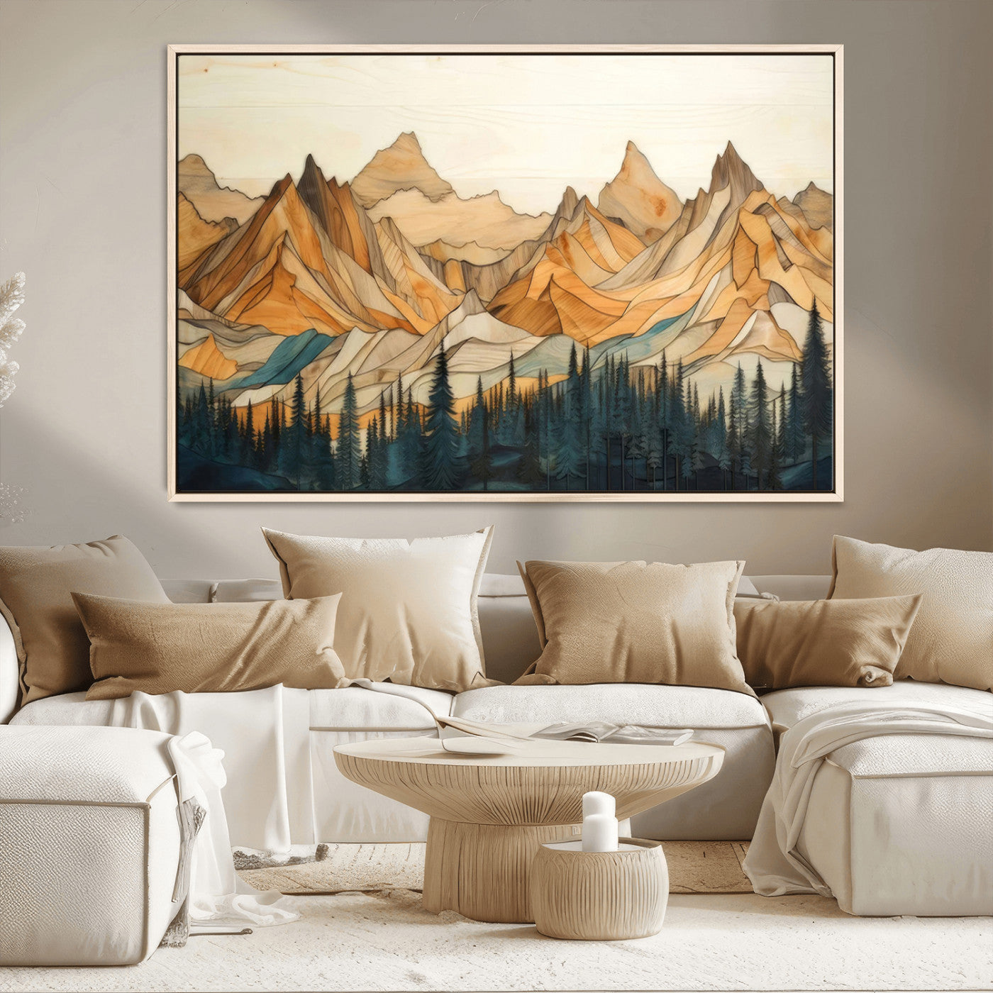 Rustic Wood Mountain Wall Art Print | Triptych Giclee Print