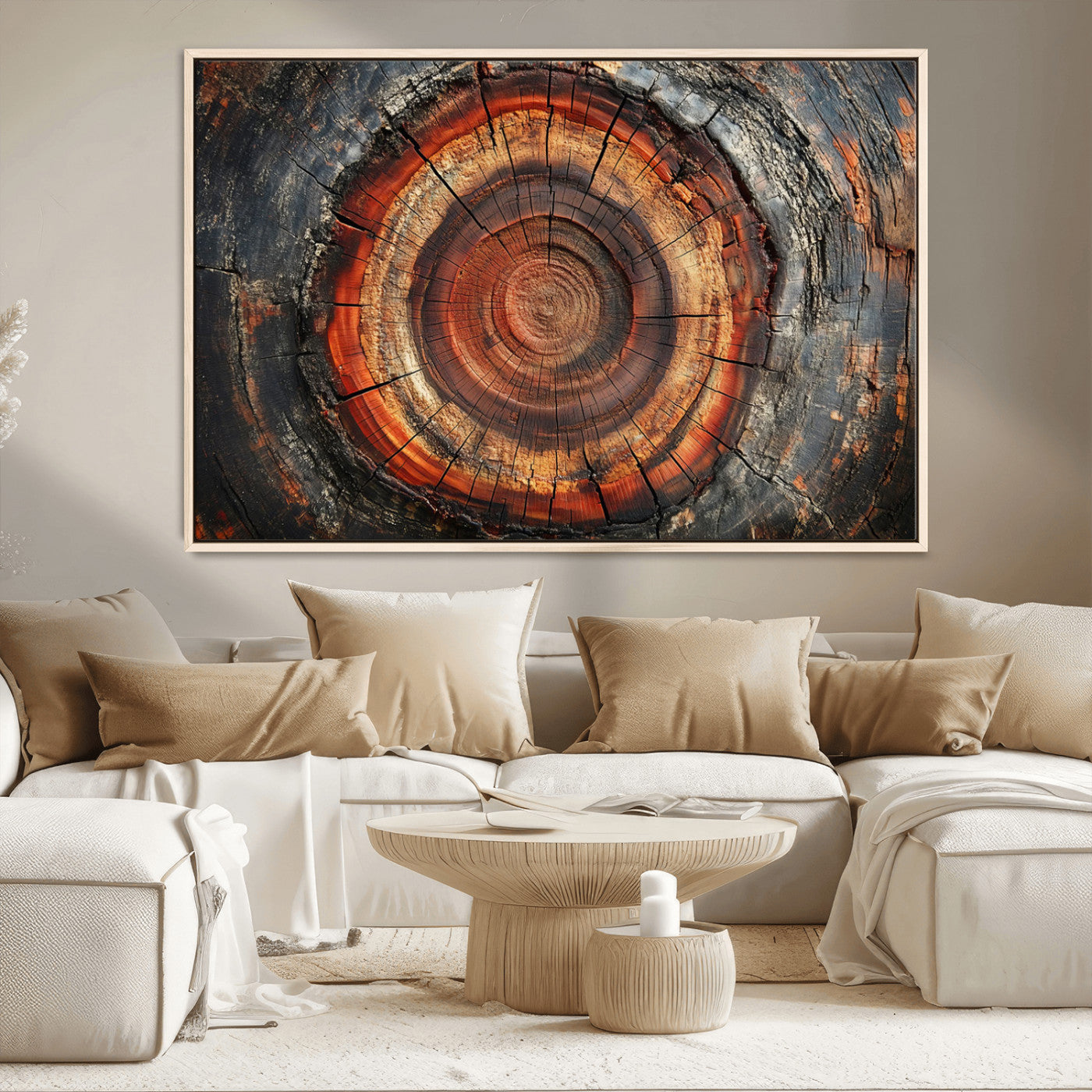 Wood Grain Canvas Wall Art - Framed Abstract Tree Ring