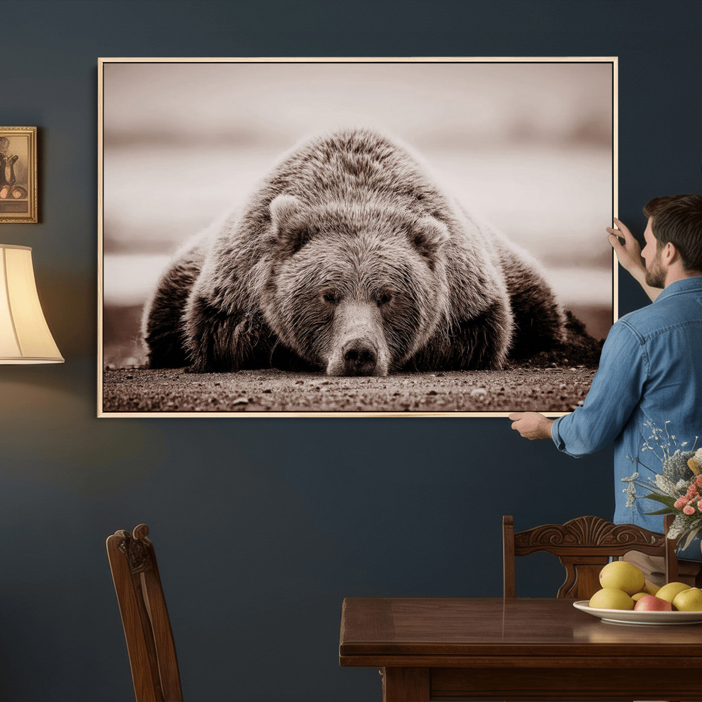 Grizzly Bear Wall Art Print - Bear Canvas Wall Art - Rustic