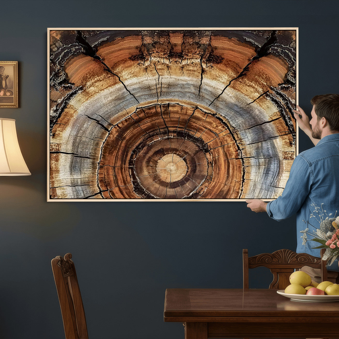 Tree Rings Wall Art Canvas Print – Rustic Wood Texture