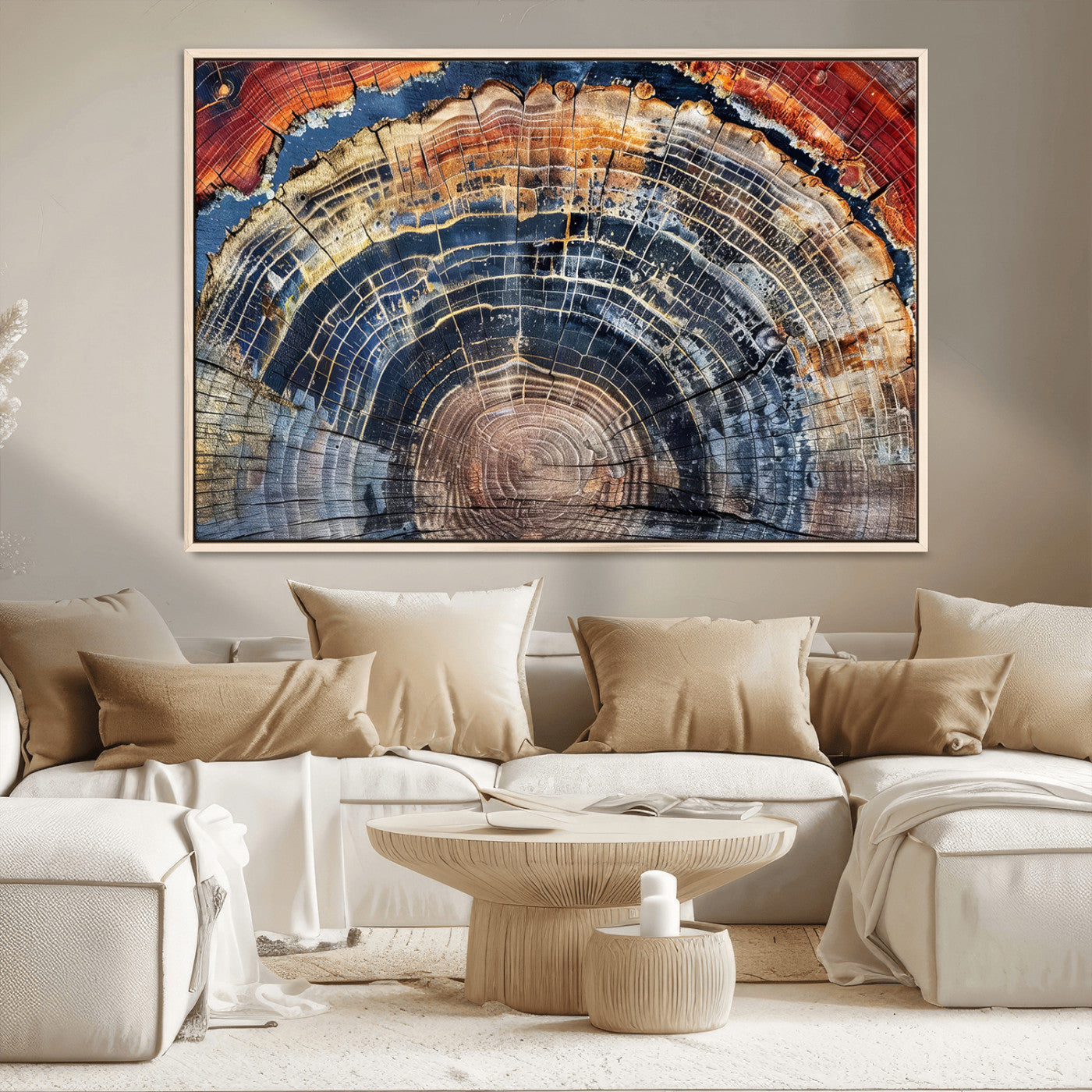 Tree Rings Wall Art Canvas Print – Framed Wood Art Picture