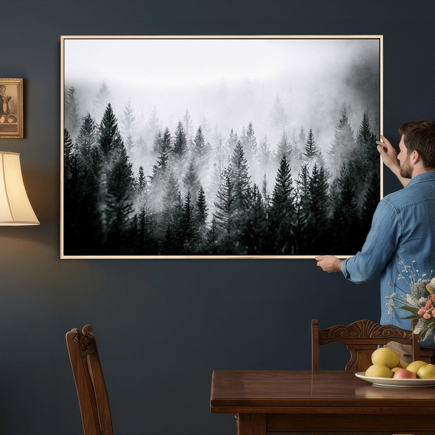 Foggy Forest Wall Art Canvas Print – Mountain Woodland