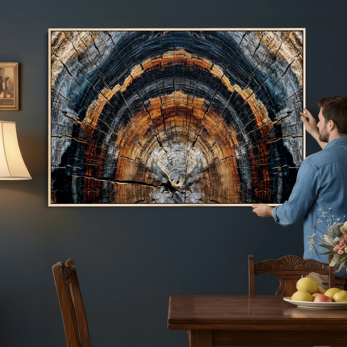 Abstract Wood Grain Canvas Print, Tree Ring Pattern Wall