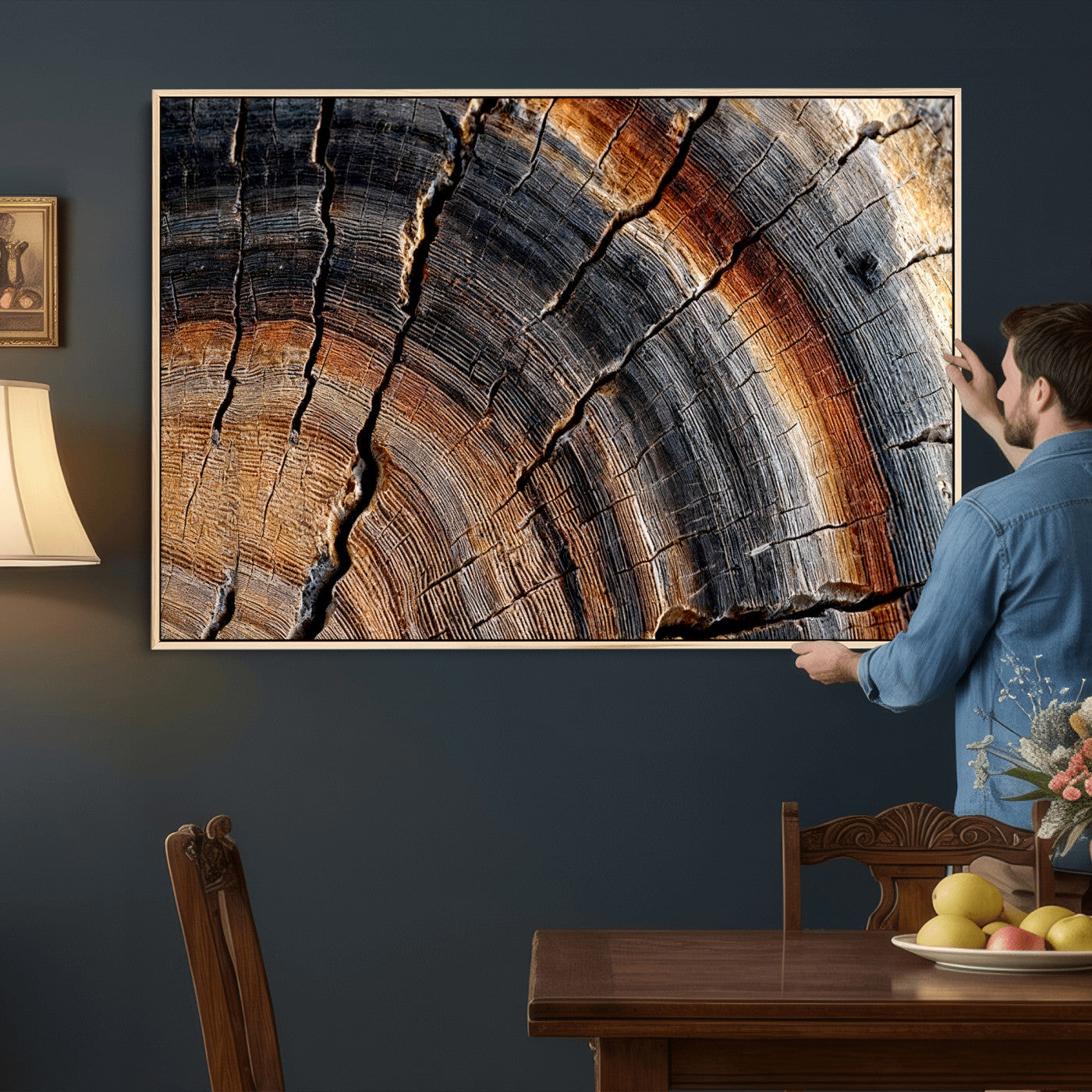 Abstract Tree Ring Wall Art Print – Natural Rustic Wood