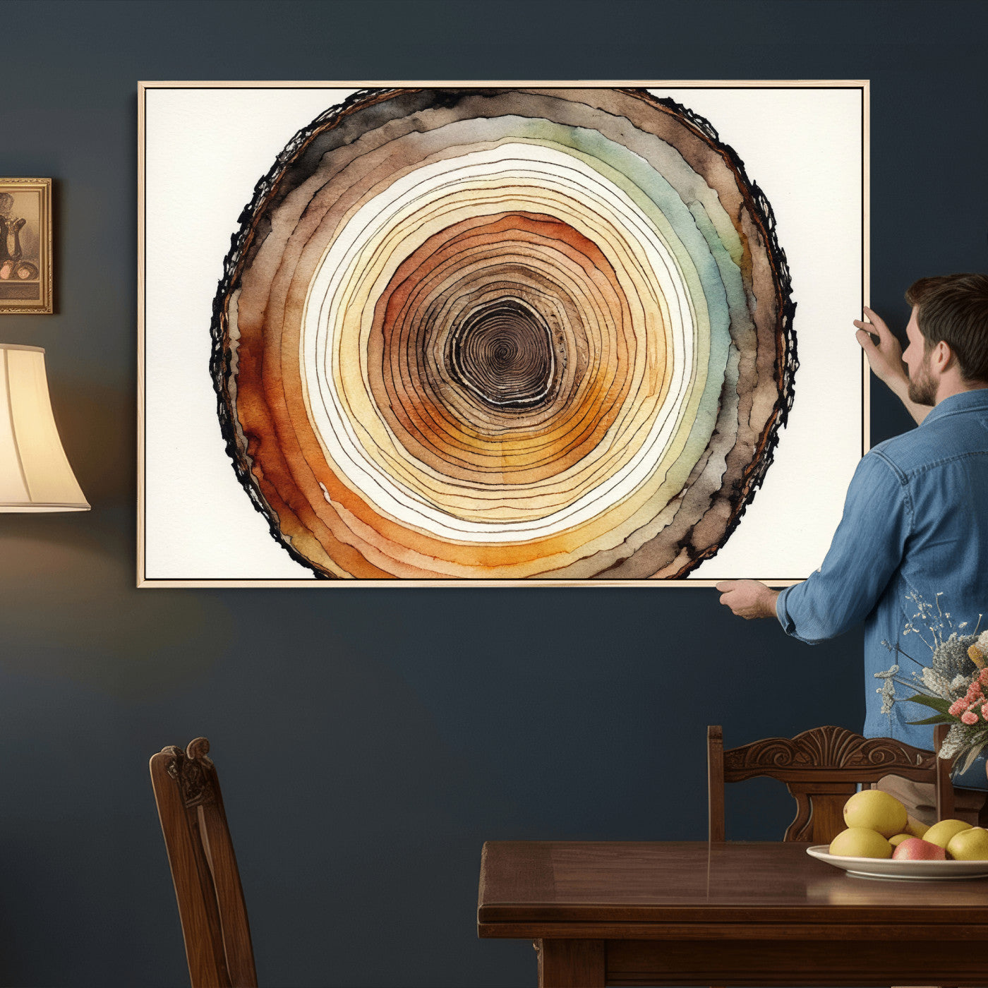 Natural Wood Slice Wall Art Canvas Print, Tree Ring Wall