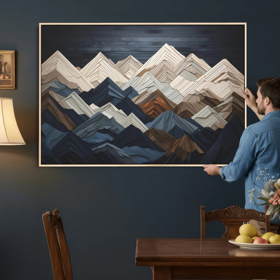 Wood Mountain Wall Art | Mountain Canvas Print Wood Decor |