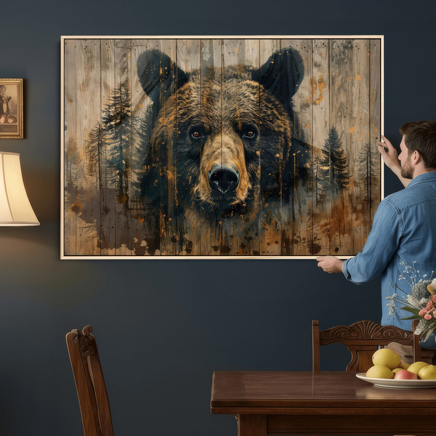Abstract 399 Bear Wall Art | Rustic Cabin Wall Decor with