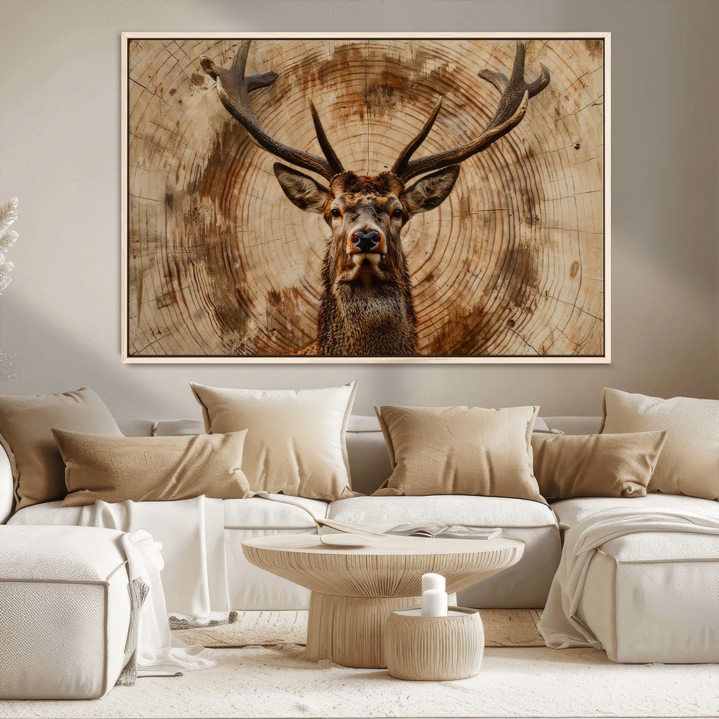 Wood Abstract Deer Wall Art | Rustic Wildlife Canvas Print |