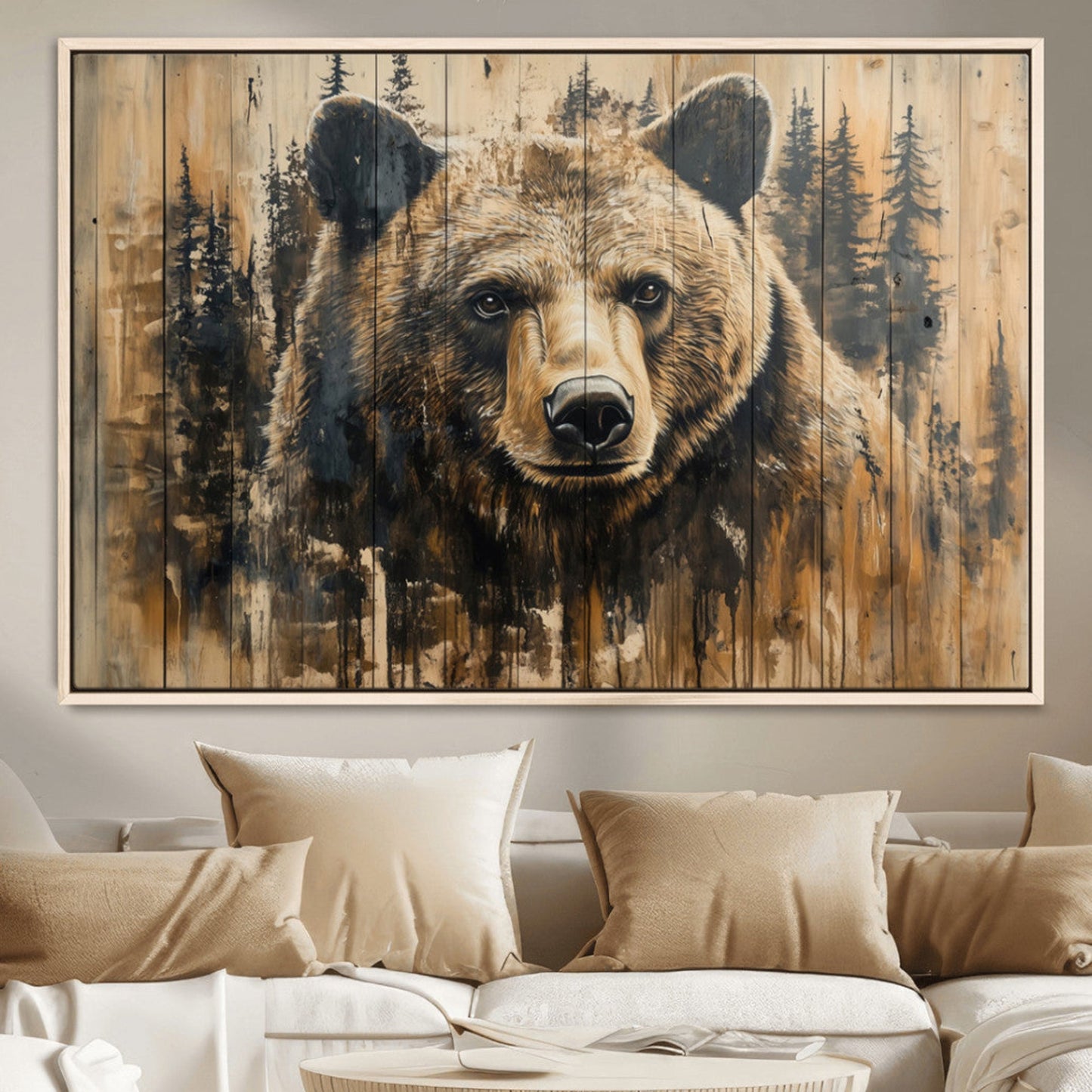 Majestic Grizzly 399 Bear Wall Art | 3-Panel Rustic Canvas