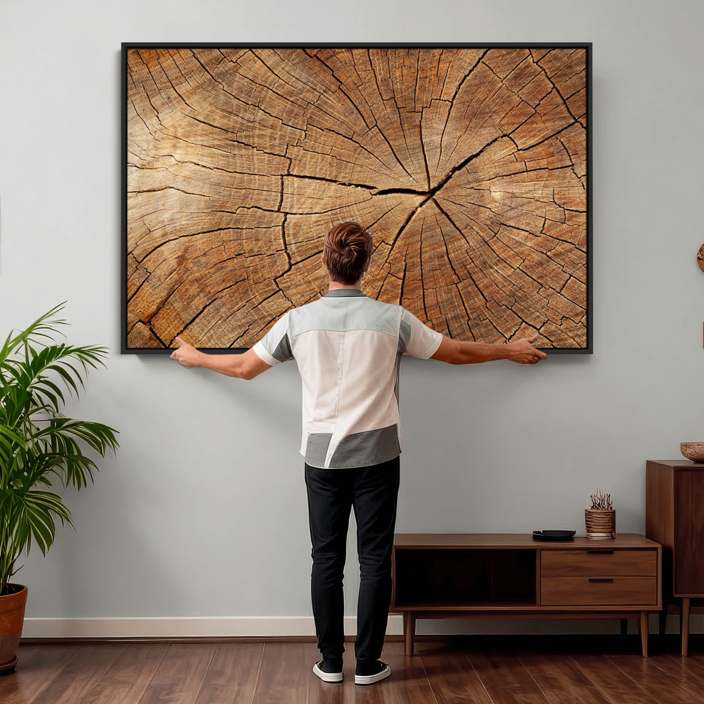 Tree Ring Canvas Art, Rustic Wood Grain Wall Art, Tree Slice
