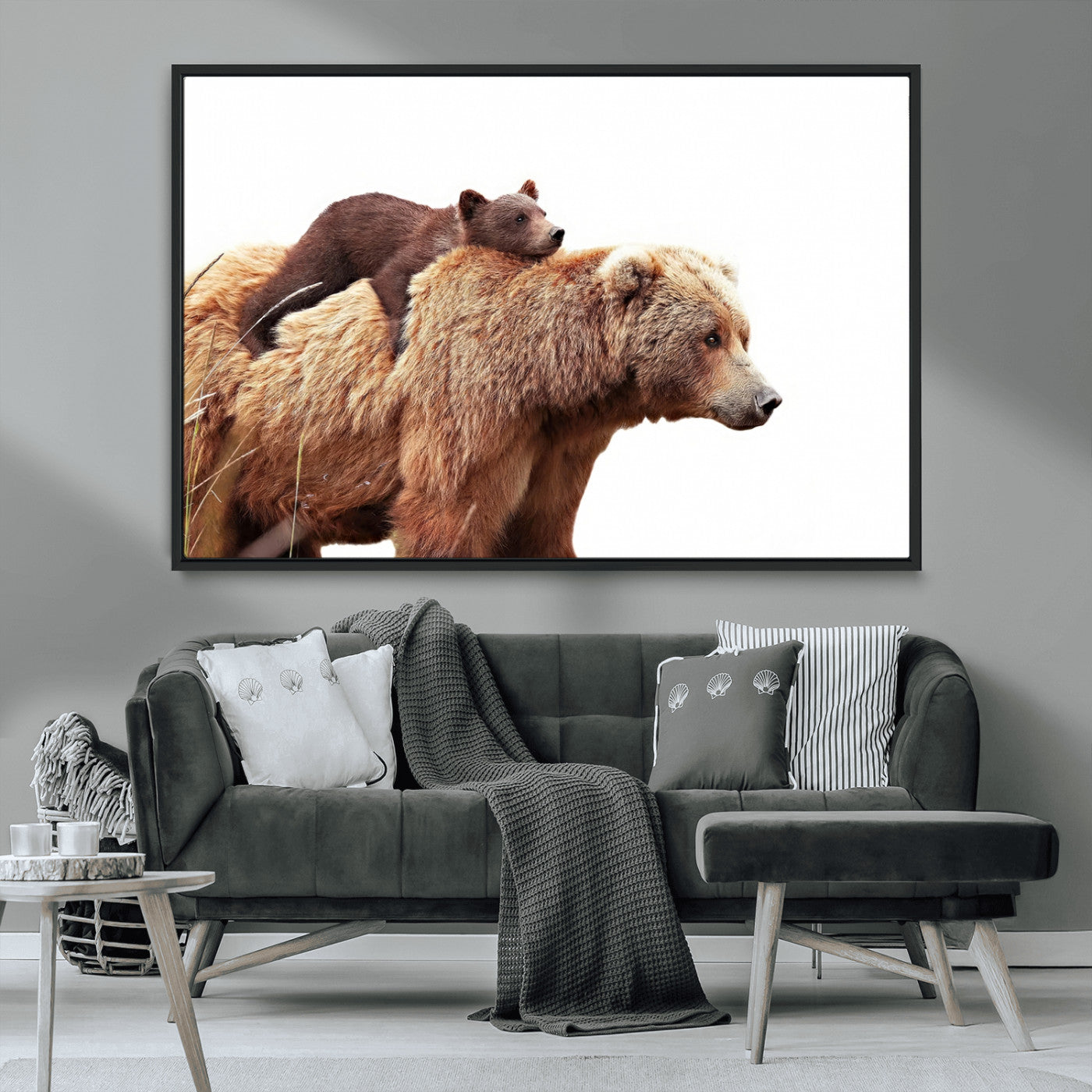 Mother and Baby Bear Canvas Wall Art - Adorable Wildlife