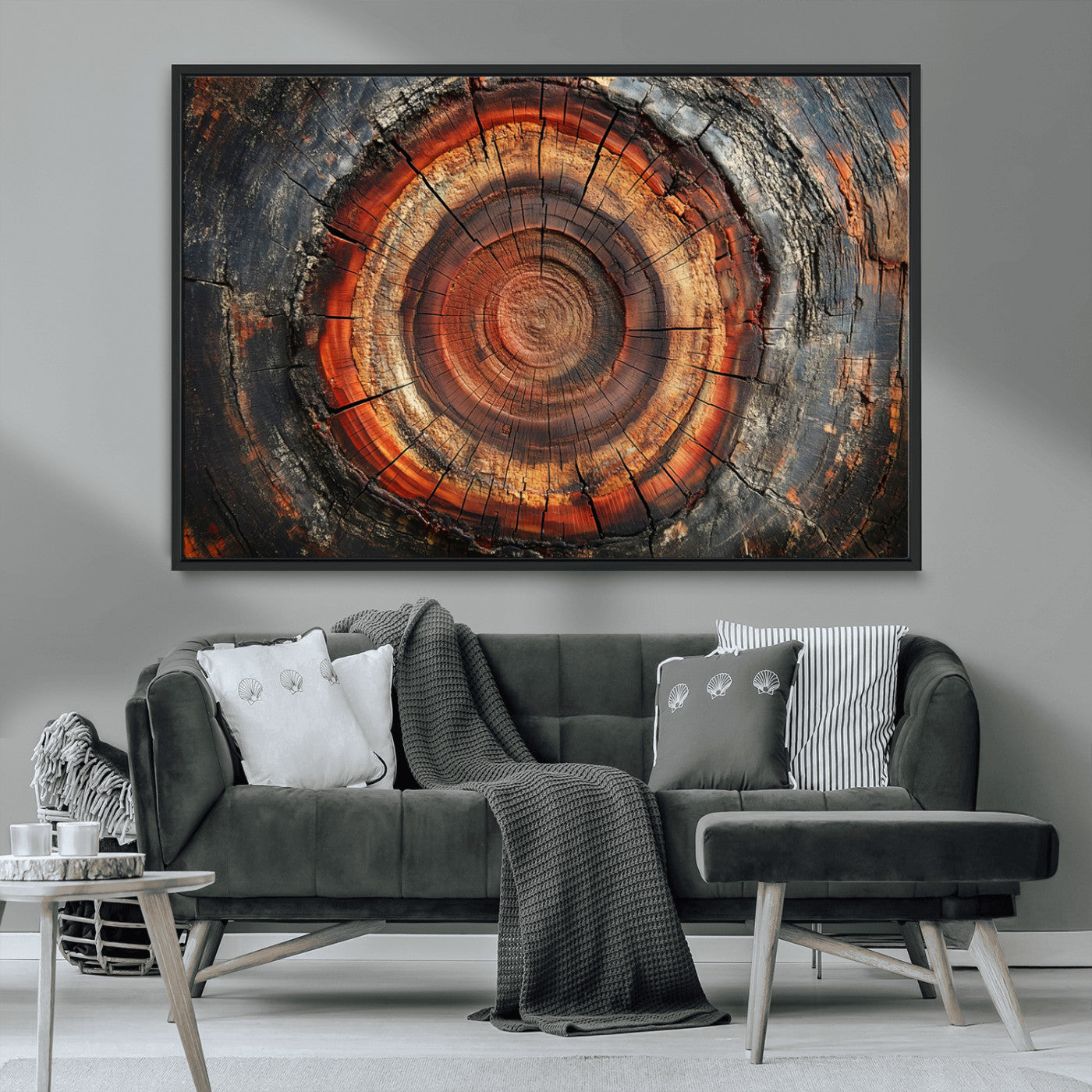Wood Grain Canvas Wall Art - Framed Abstract Tree Ring