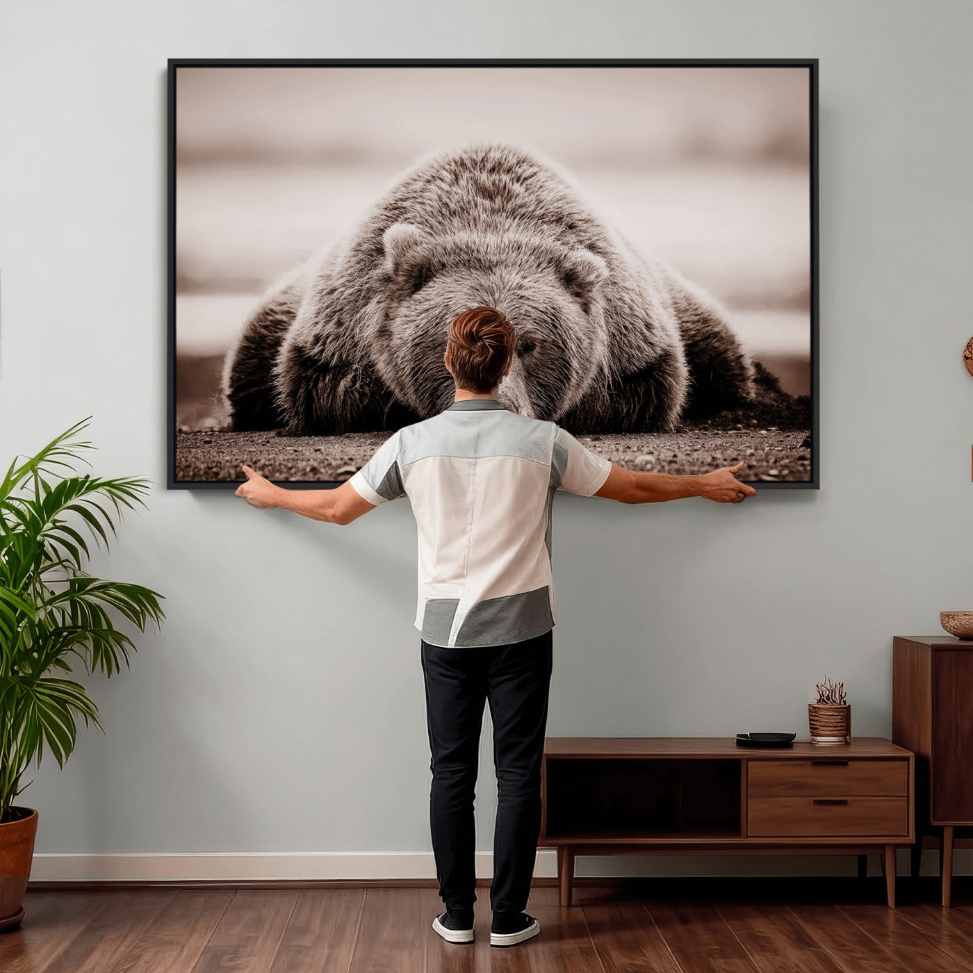 Grizzly Bear Wall Art Print - Bear Canvas Wall Art - Rustic