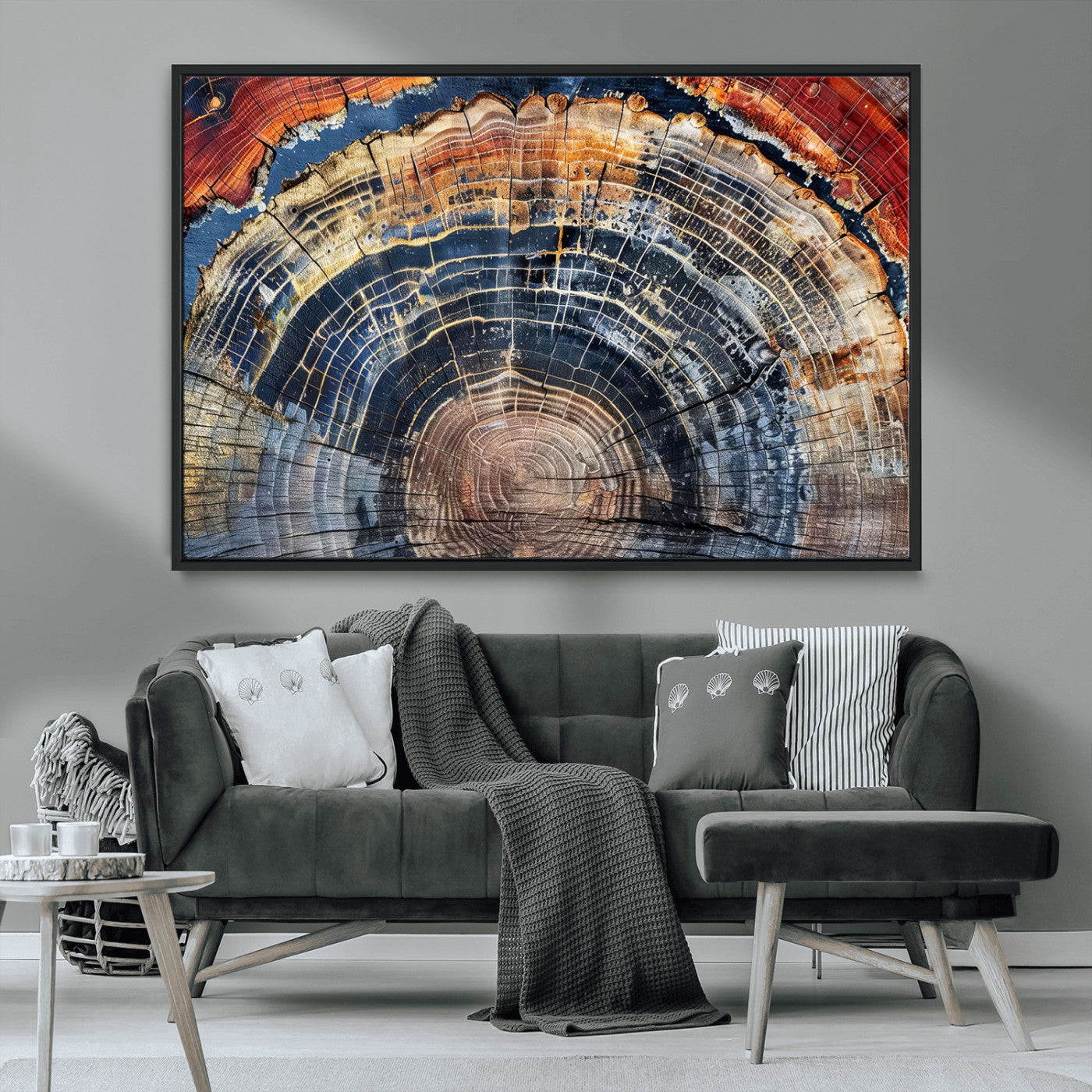 Tree Rings Wall Art Canvas Print – Framed Petrified Wood
