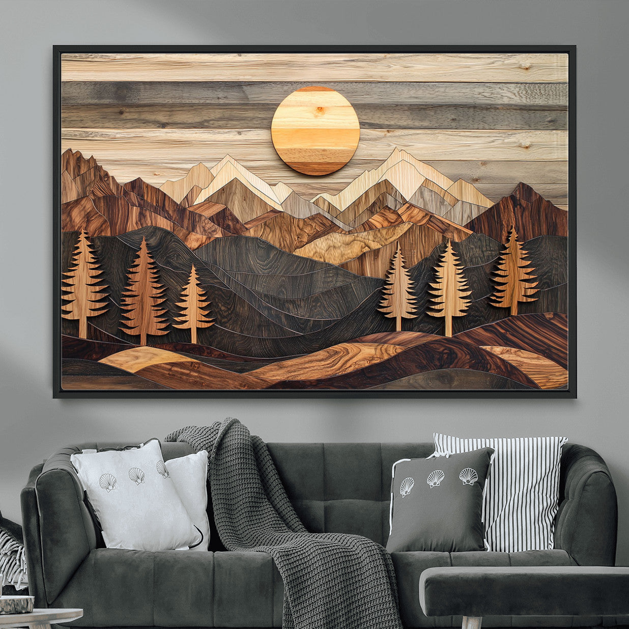 Wood Mountain Wall Art Canvas Print – Layered Forest and