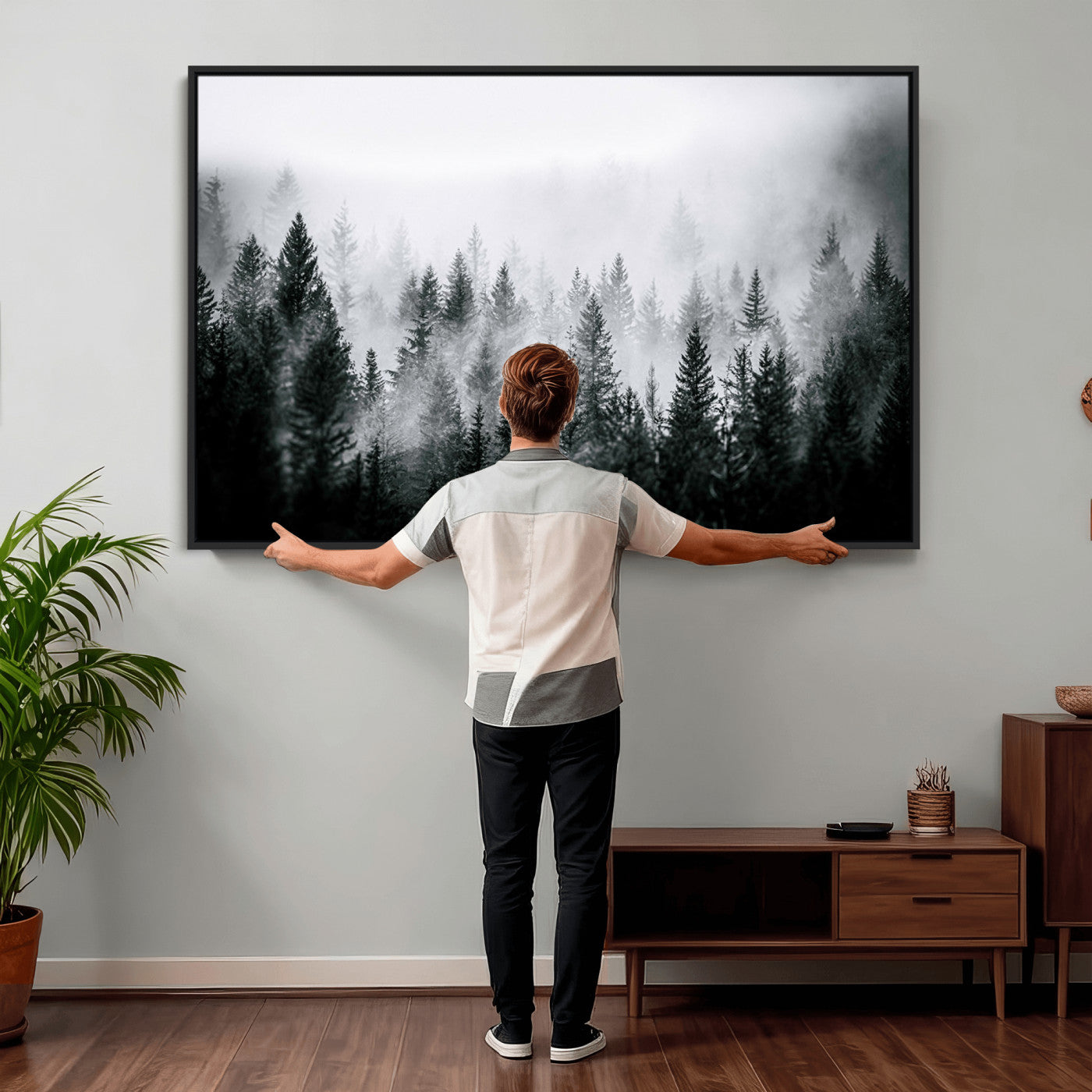 Foggy Forest Wall Art Canvas Print – Mountain Woodland