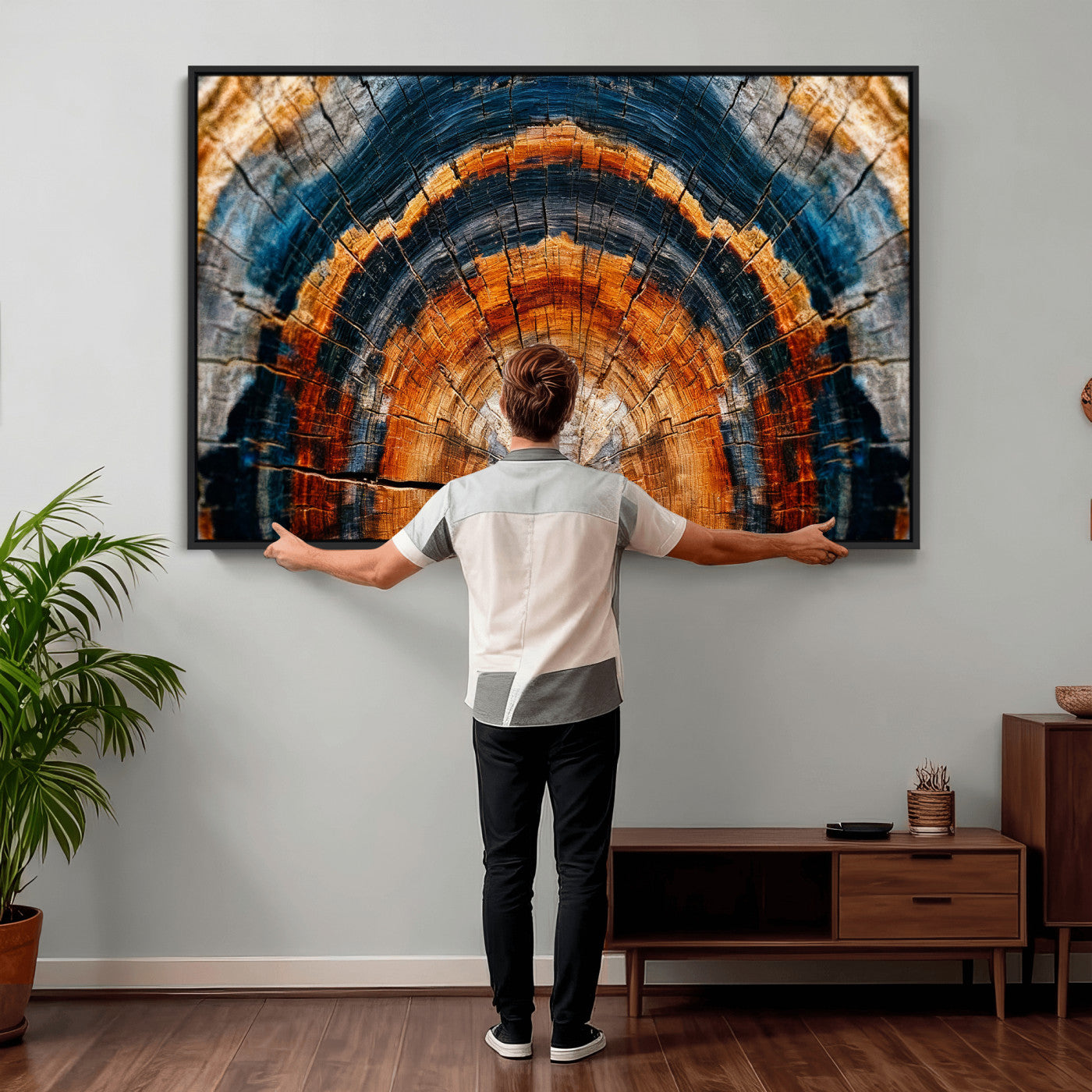 Abstract Wood Grain Canvas Print, Tree Ring Pattern Wall
