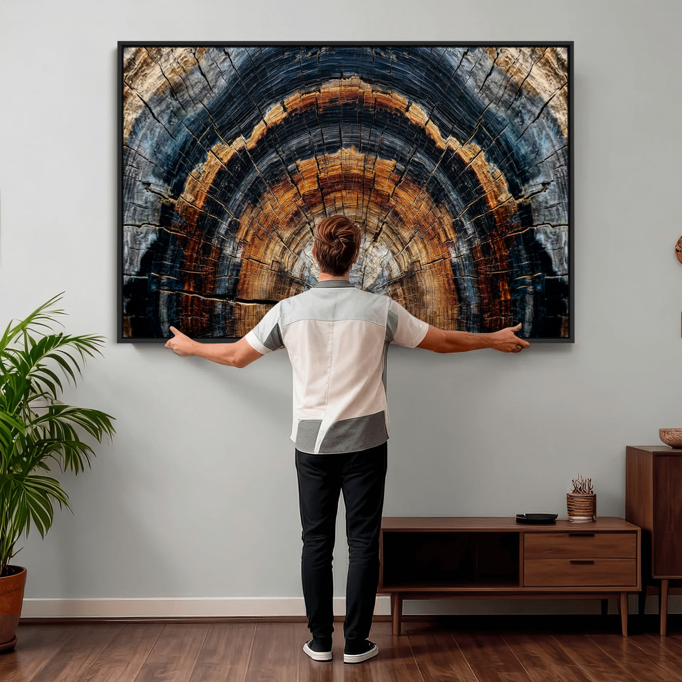 Abstract Wood Grain Canvas Print, Tree Ring Pattern Wall