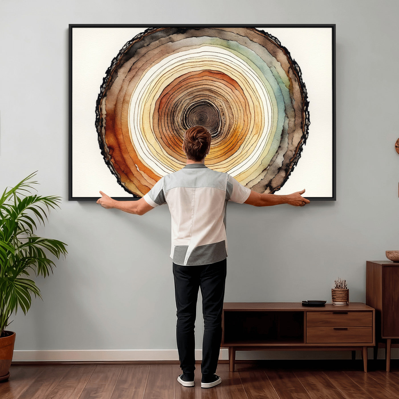 Natural Wood Slice Wall Art Canvas Print, Tree Ring Wall